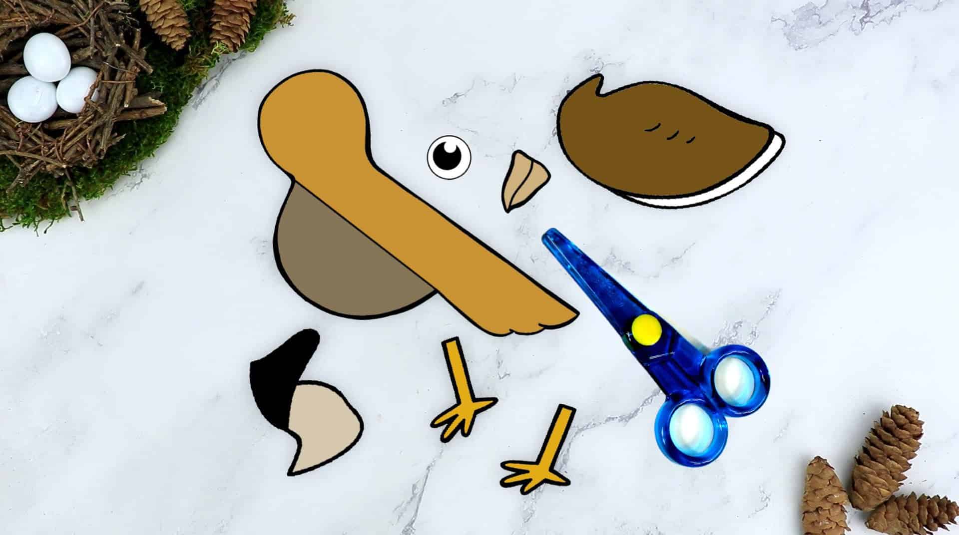 Free Printable Sparrow Craft for Kids, preschoolers toddlers and kindergartners