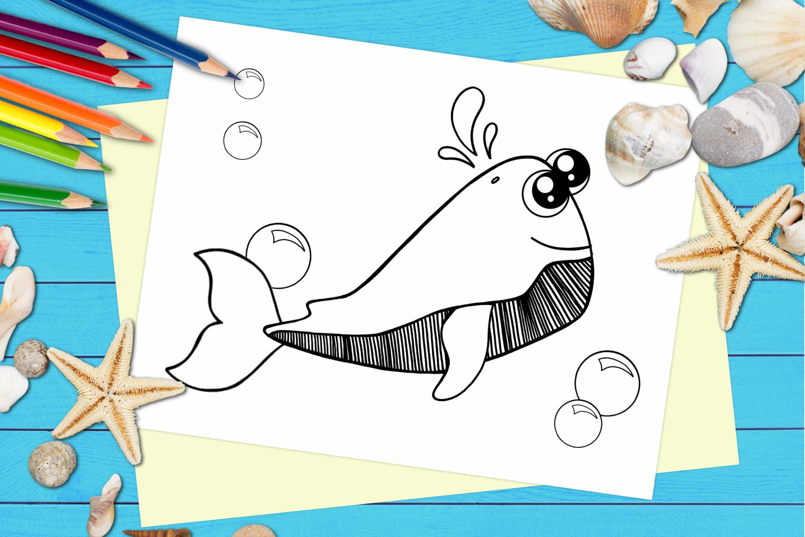 Free Printable Sperm Whale Ocean Animal Coloring Page for kids