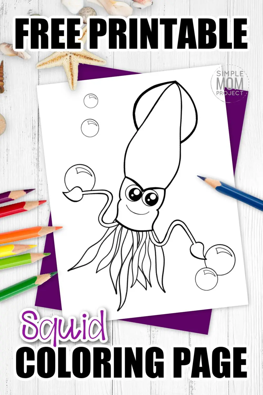 The giant squid in Octonauts is a sure reminder of how awesome squid are! So we decided to publish a free printable squid coloring page. Add this sea creature to your ocean animal coloring book today. Kids of all ages will love coloring this colossal squid, including preschoolers, kindergartners, toddlers and even adults! #SquidColoring #Oceananimalcoloring #SimpleMomProject