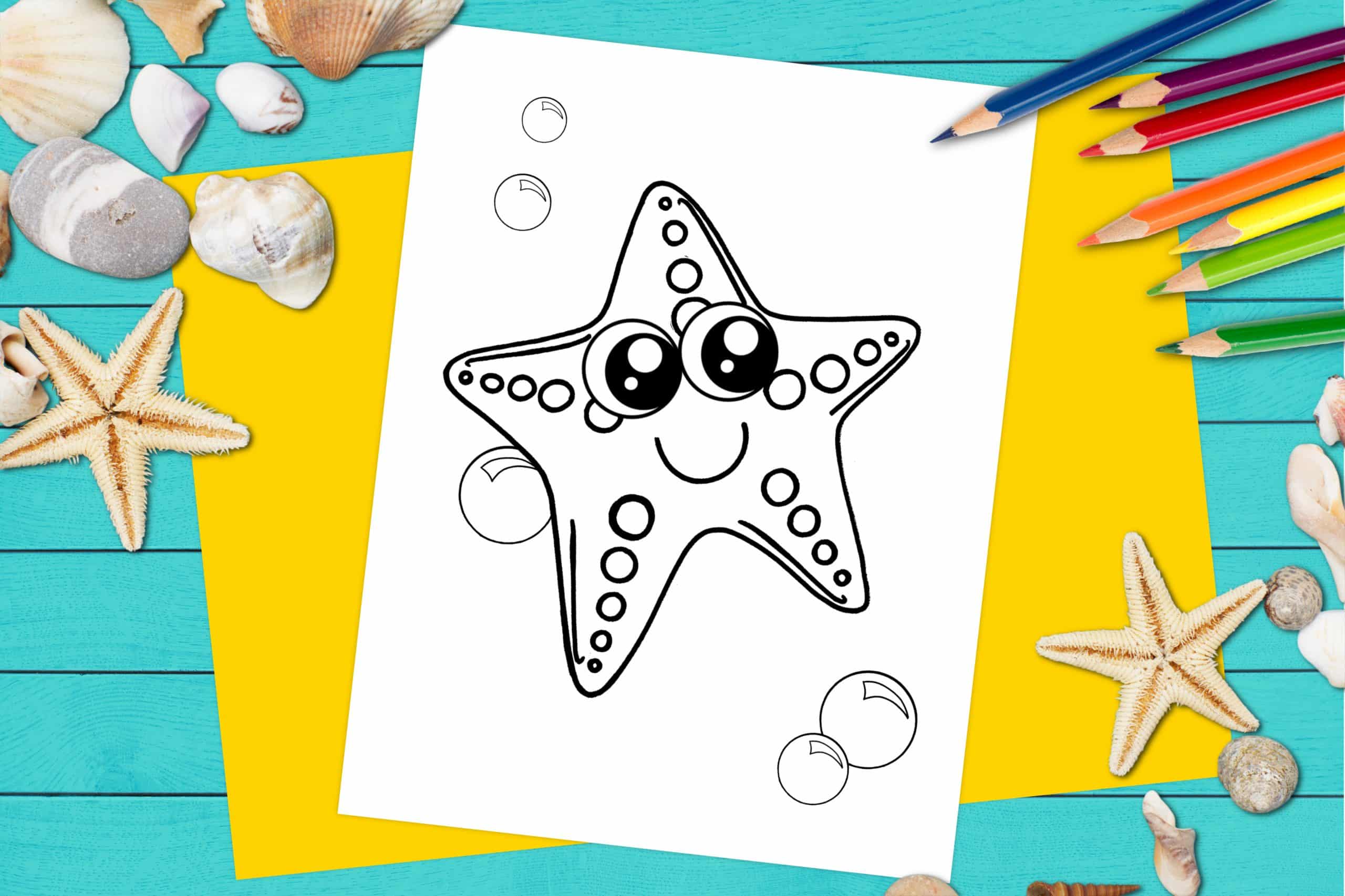 Free Printable Starfish Ocean Animal Coloring Page for kids