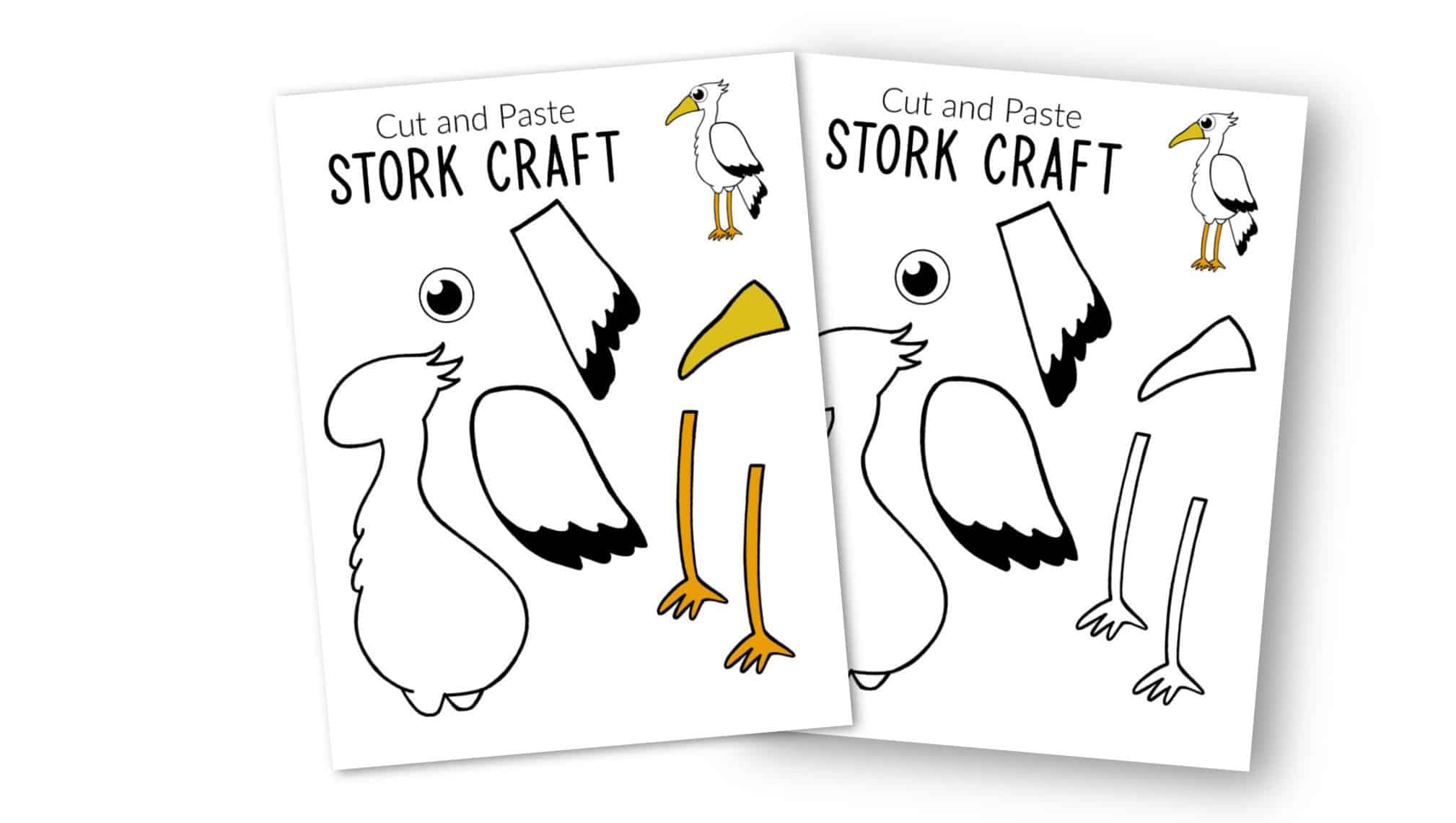Free Printable Stork Craft for Kids, preschoolers toddlers and kindergartners