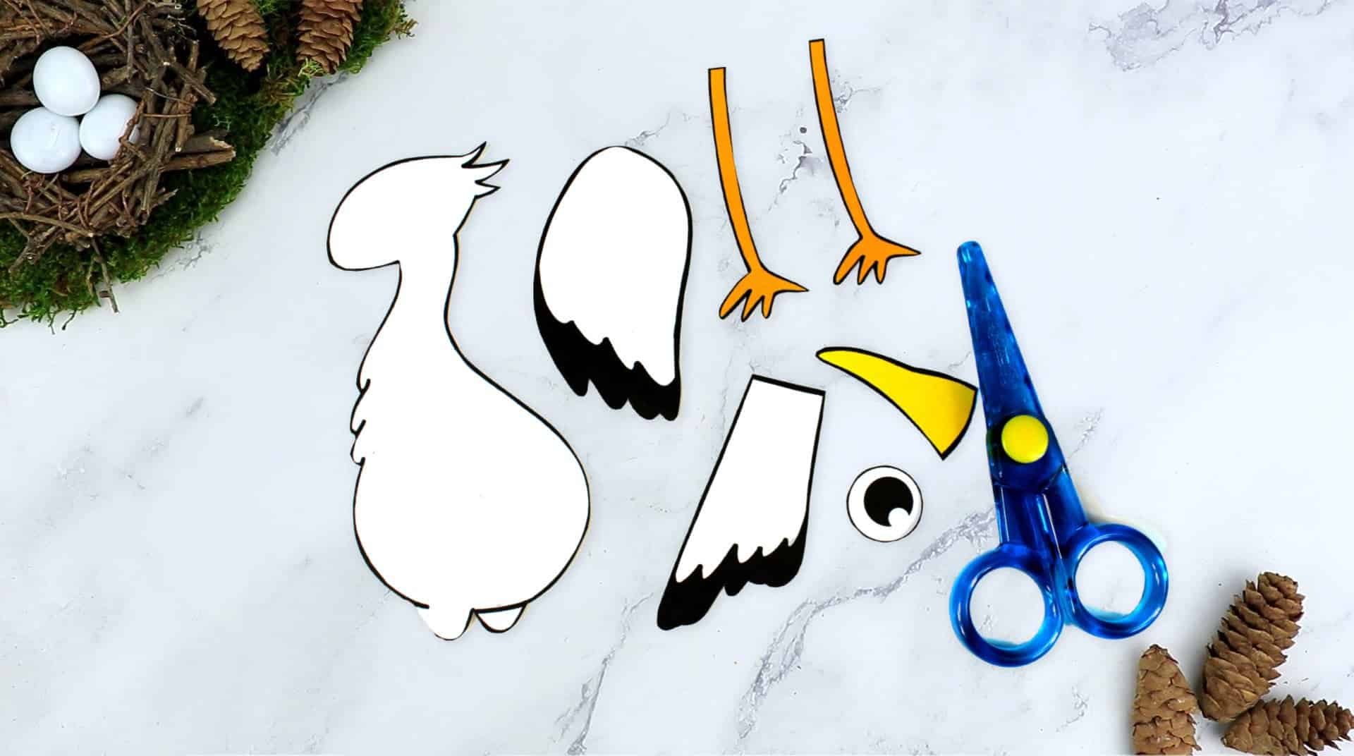 Free Printable Stork Craft for Kids, preschoolers toddlers and kindergartners