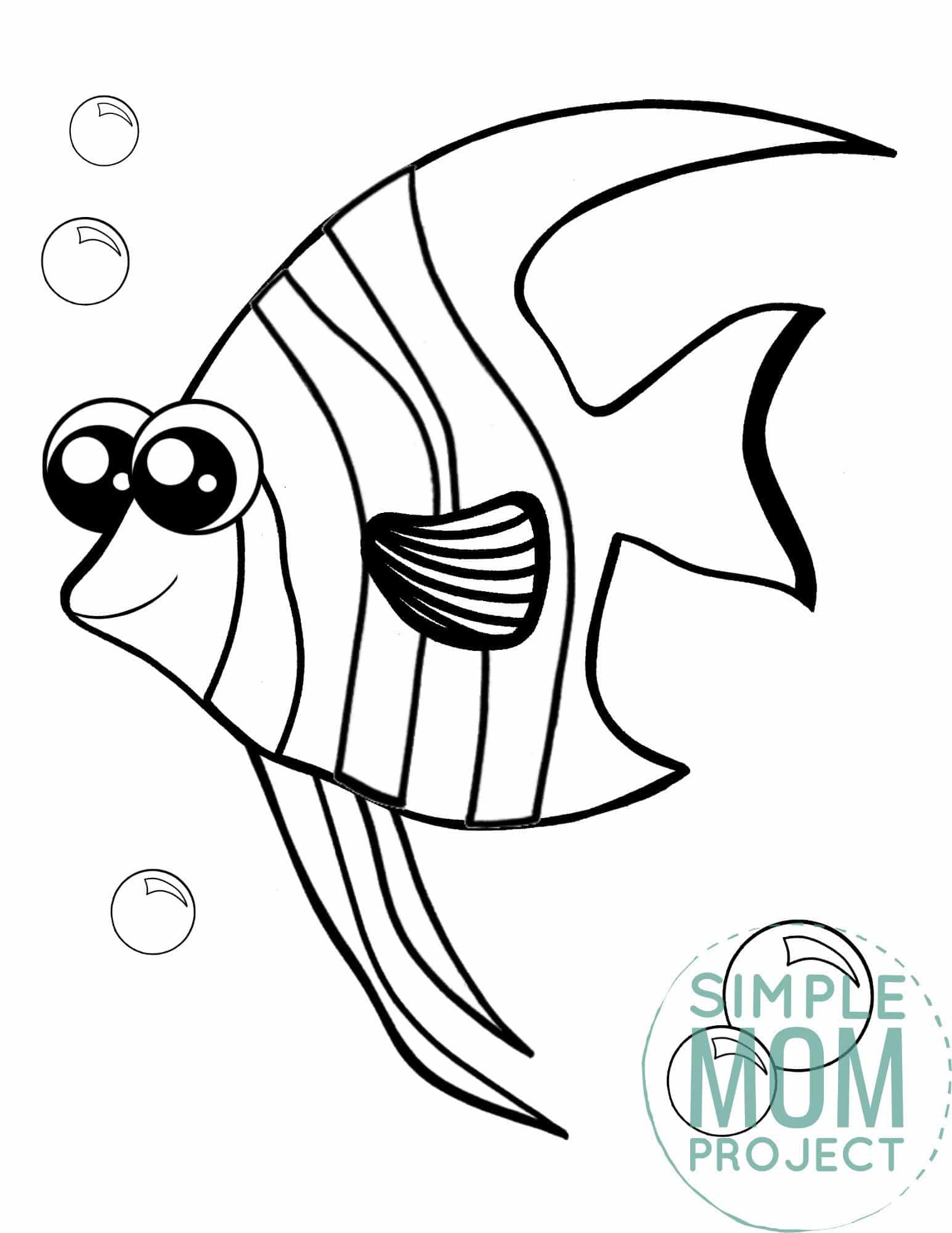 Free Printable Angelfish Ocean Animal Coloring Page for Kids