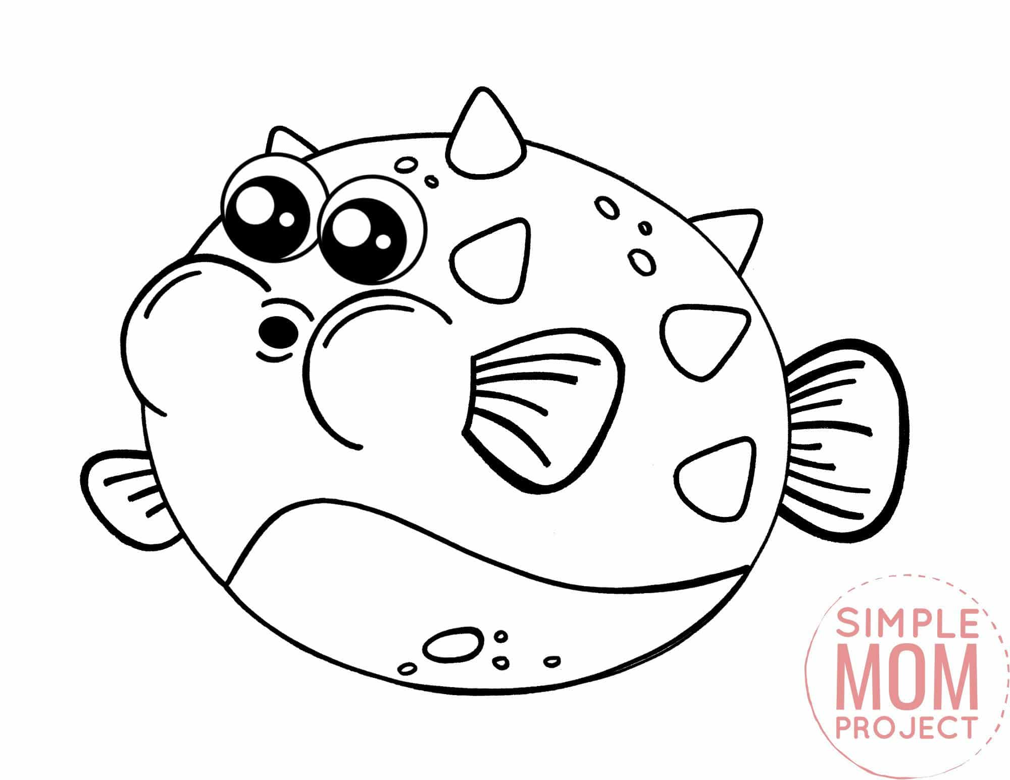 Free Printable Blowfish Ocean Animal Coloring Page for Kids