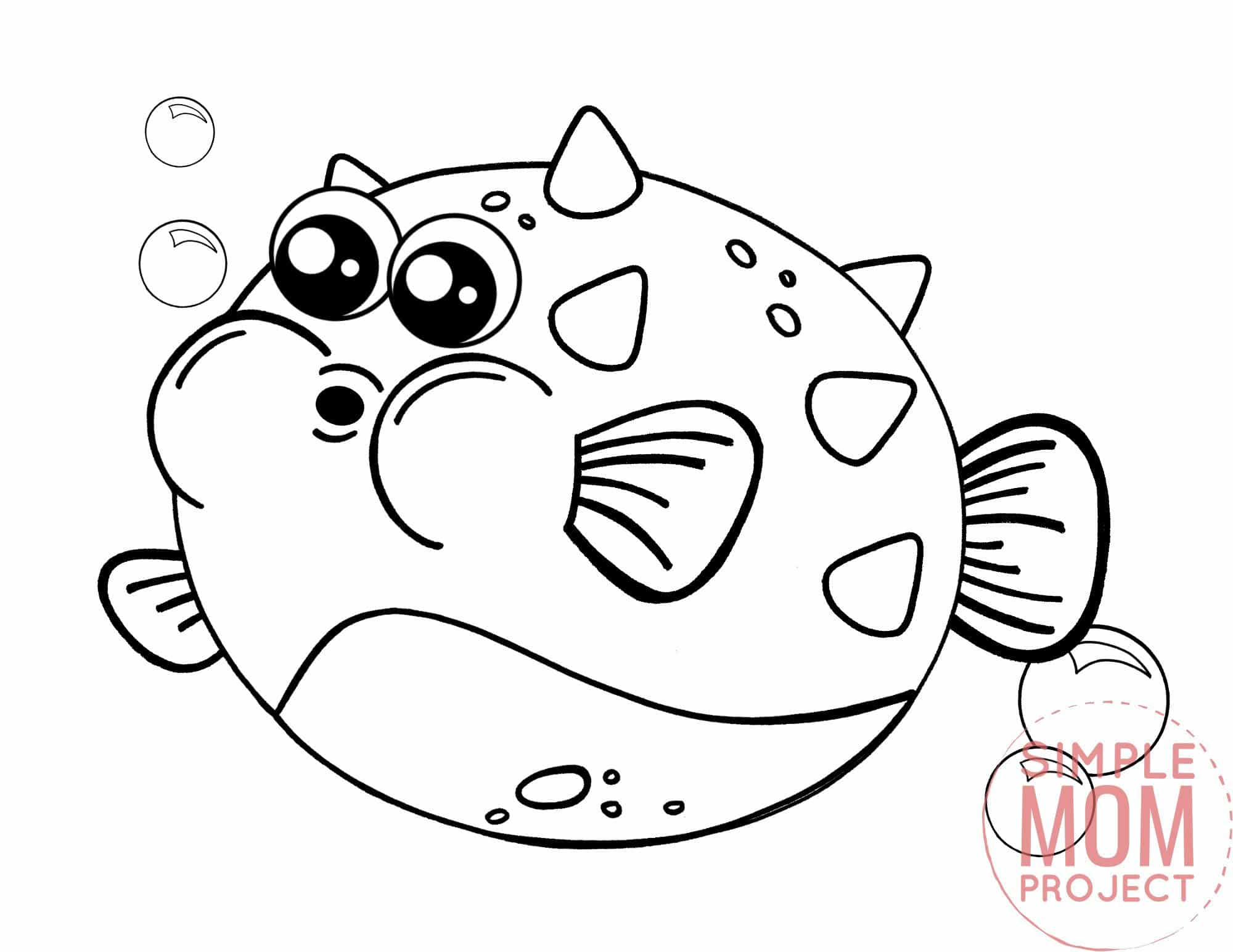 Free Printable Blowfish Ocean Animal Coloring Page for Kids