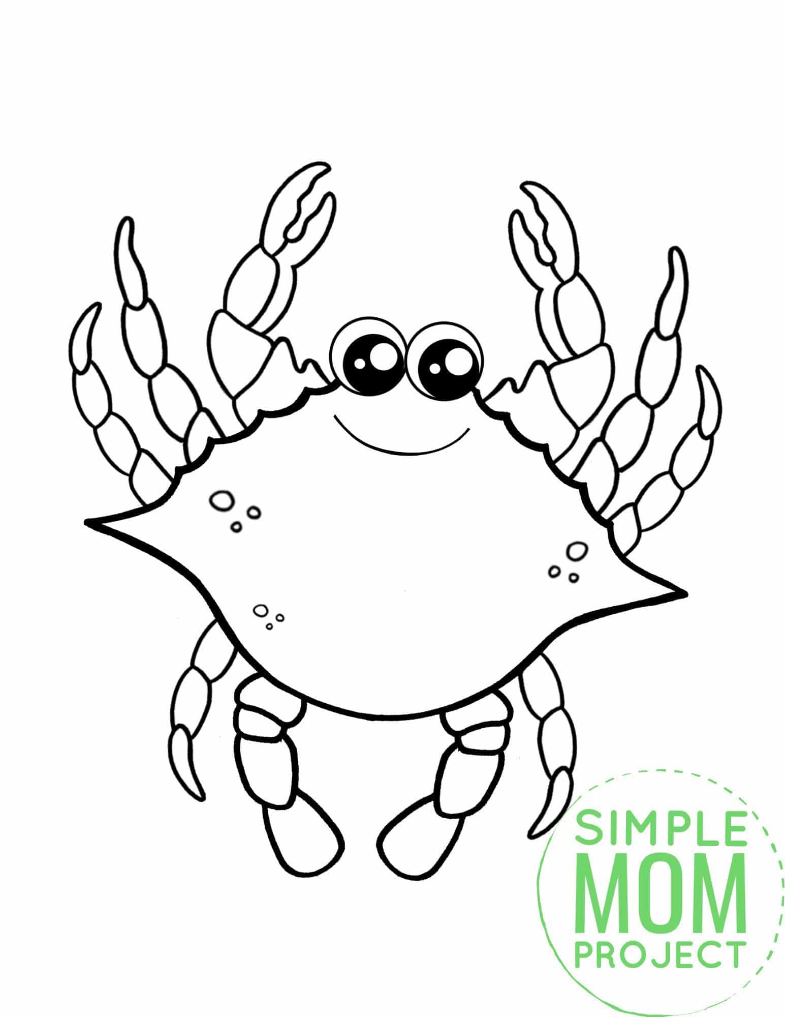 Free Printable Blue Crab Ocean Animal Coloring Page for Kids