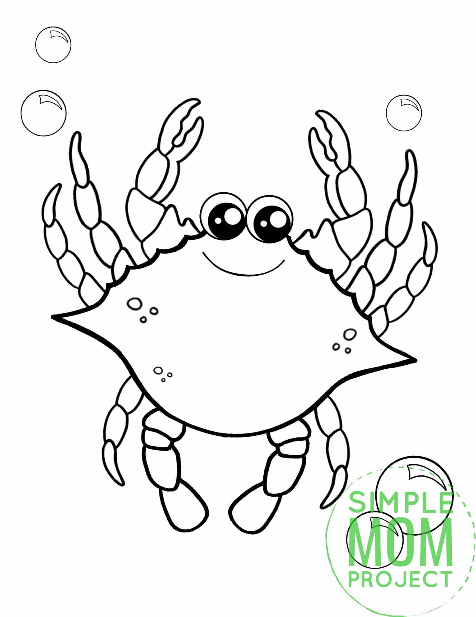Free Printable Blue Crab Ocean Animal Coloring Page for Kids