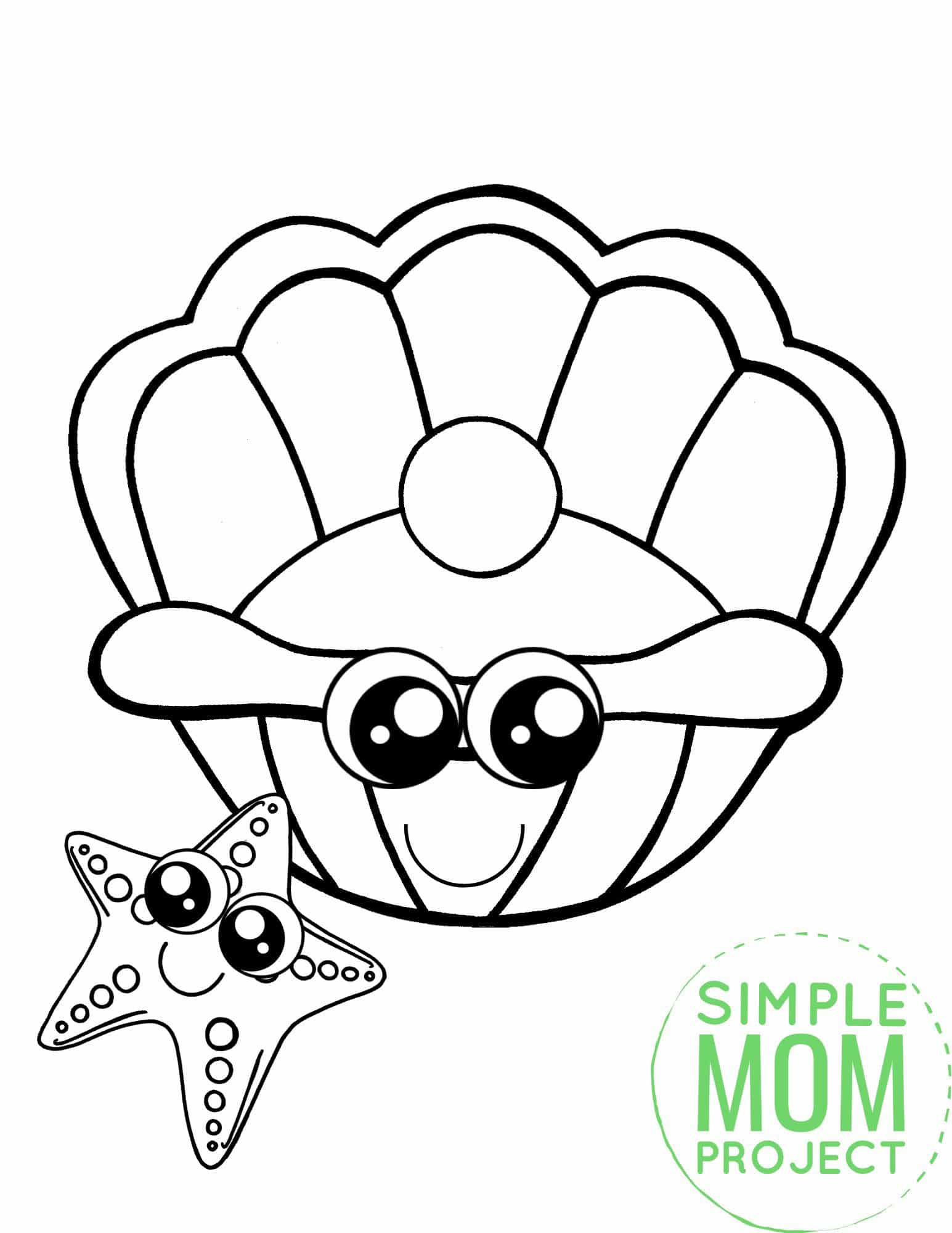 Free Printable Clam Shell Ocean Animal Coloring Page for Kids