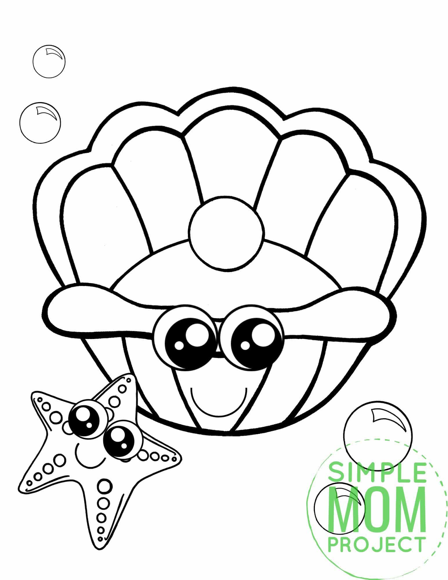 Free Printable Clam Shell Ocean Animal Coloring Page for Kids