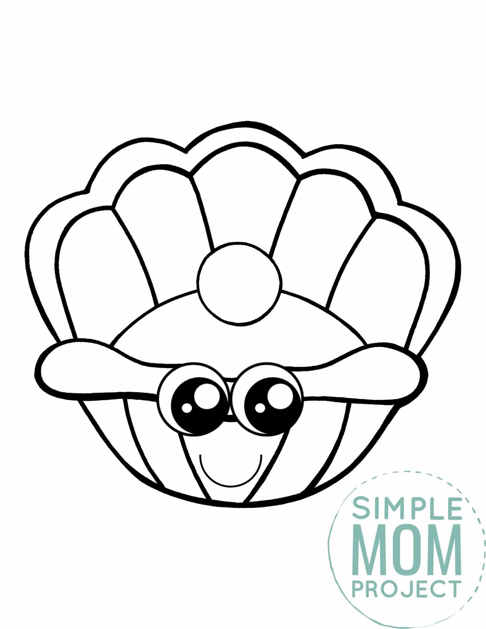 Free Printable Clam Shell Ocean Animal Coloring Page for Kids