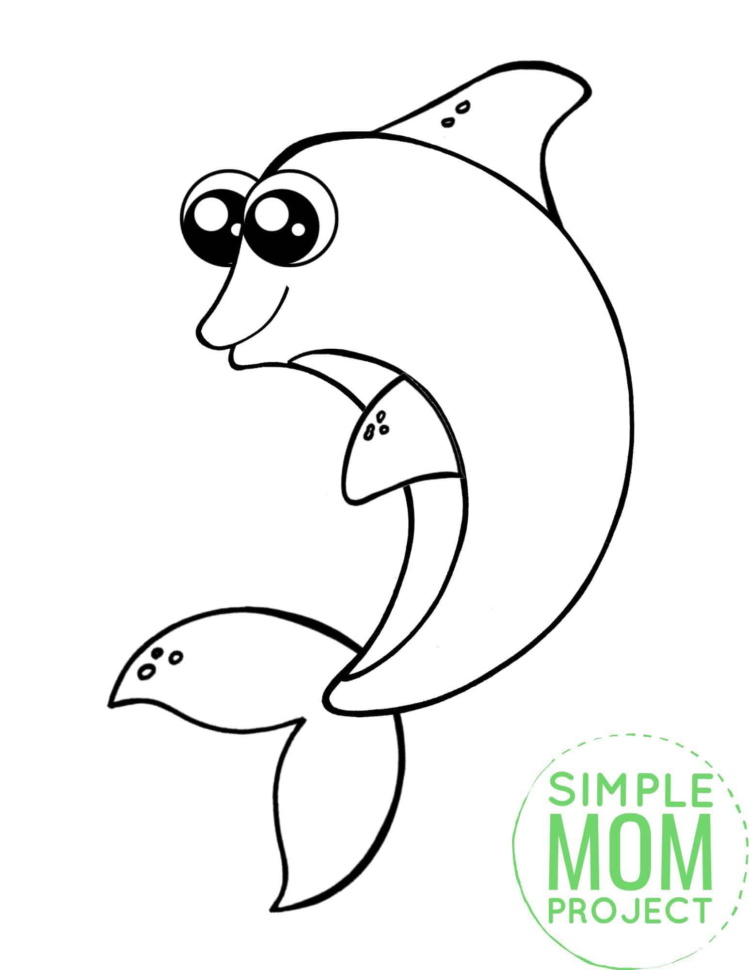 Free Printable Dolphin Ocean Animal Coloring Page for Kids