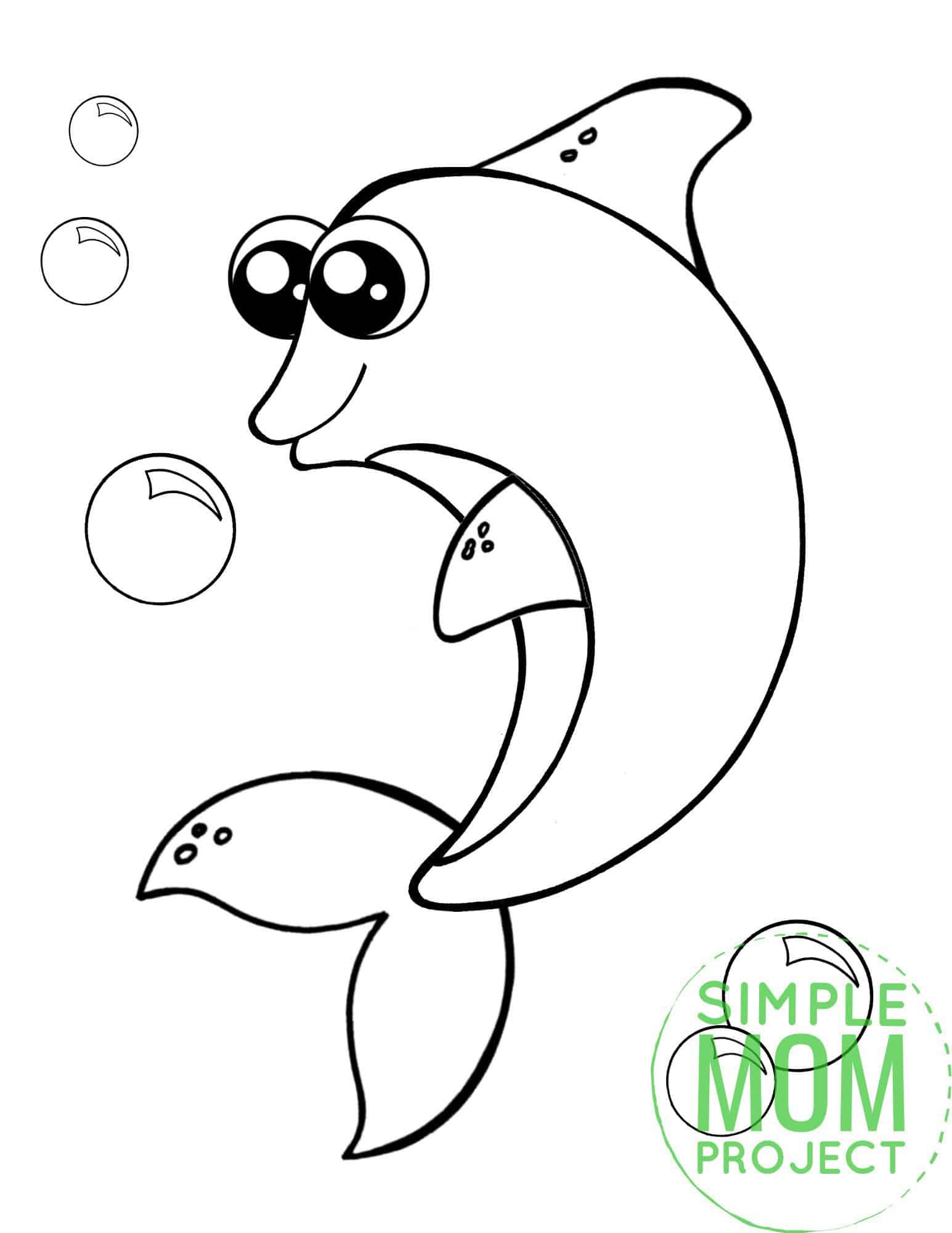 Free Printable Dolphin Ocean Animal Coloring Page for Kids