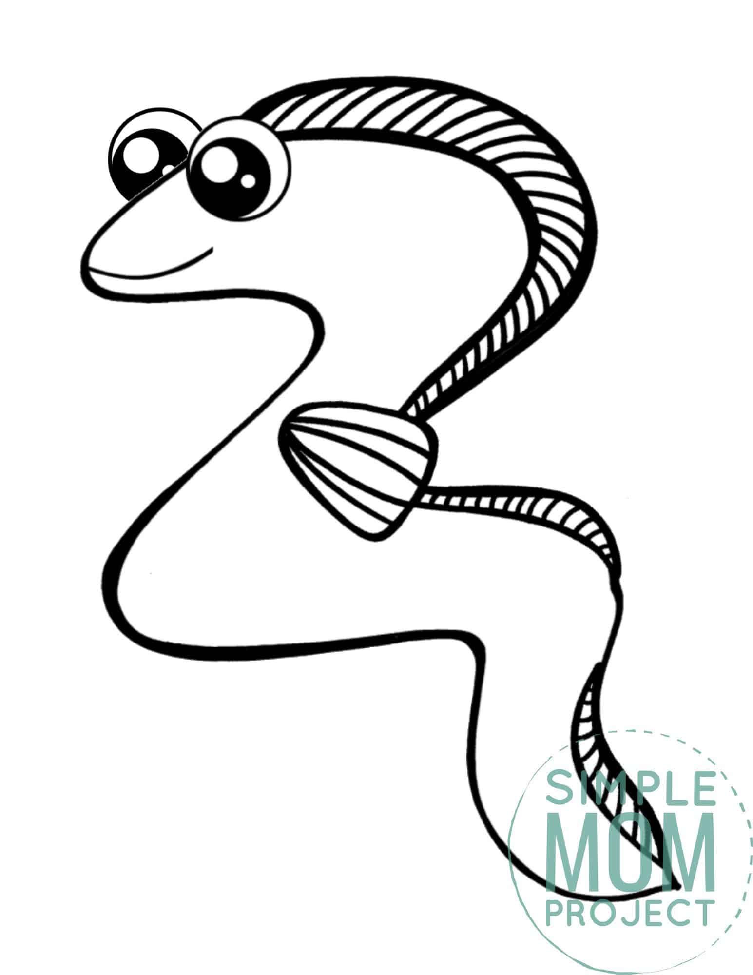Free Printable Eel Ocean Animal Coloring Page for Kids