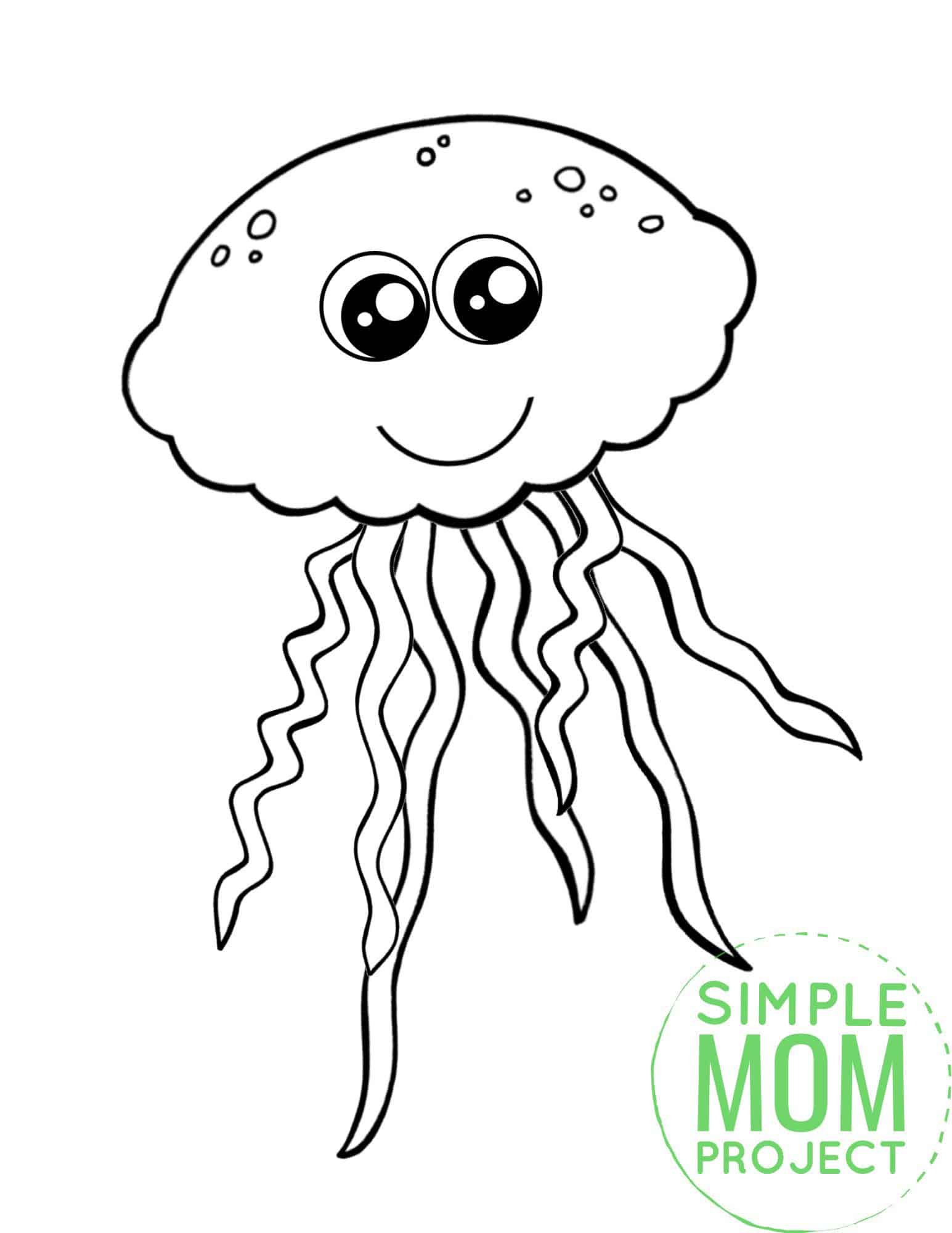 Free Printable Jellyfish Ocean Animal Coloring Page for Kids