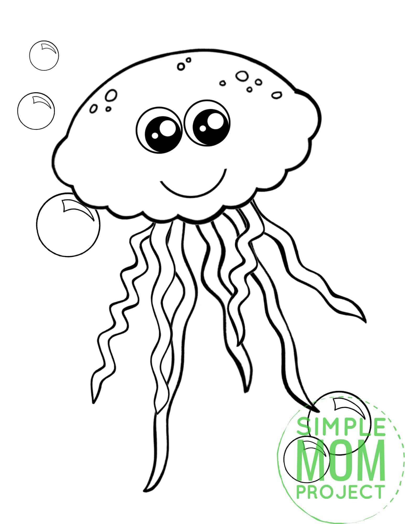 Free Printable Jellyfish Ocean Animal Coloring Page for Kids