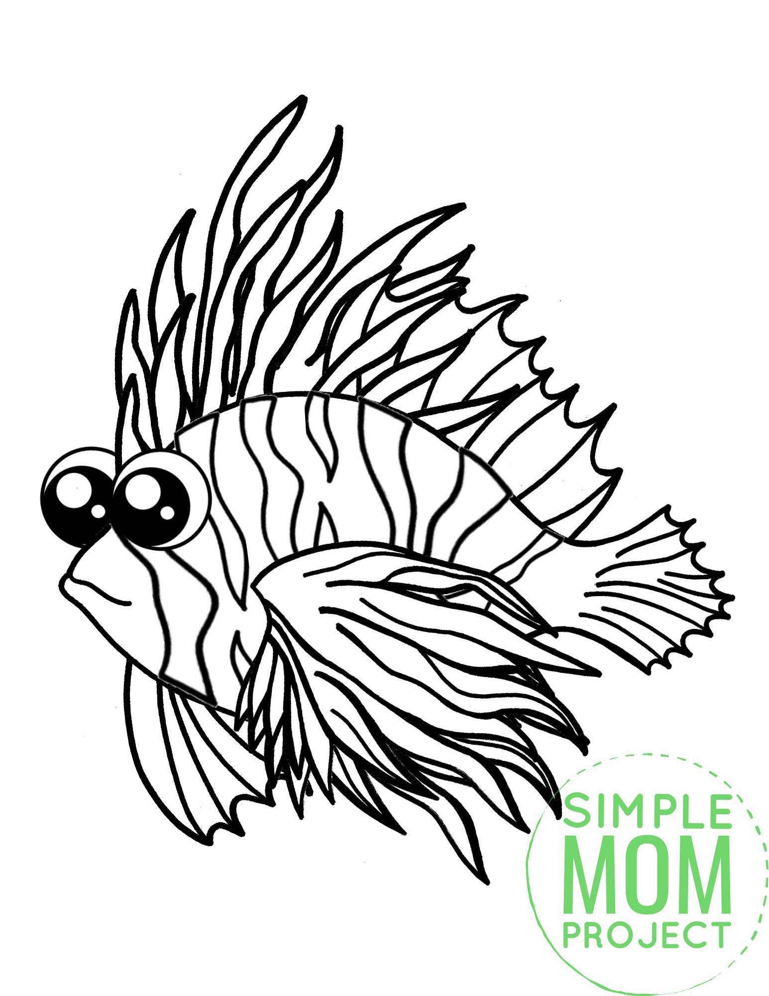 Free Printable Lionfish Ocean Animal Coloring Page for Kids