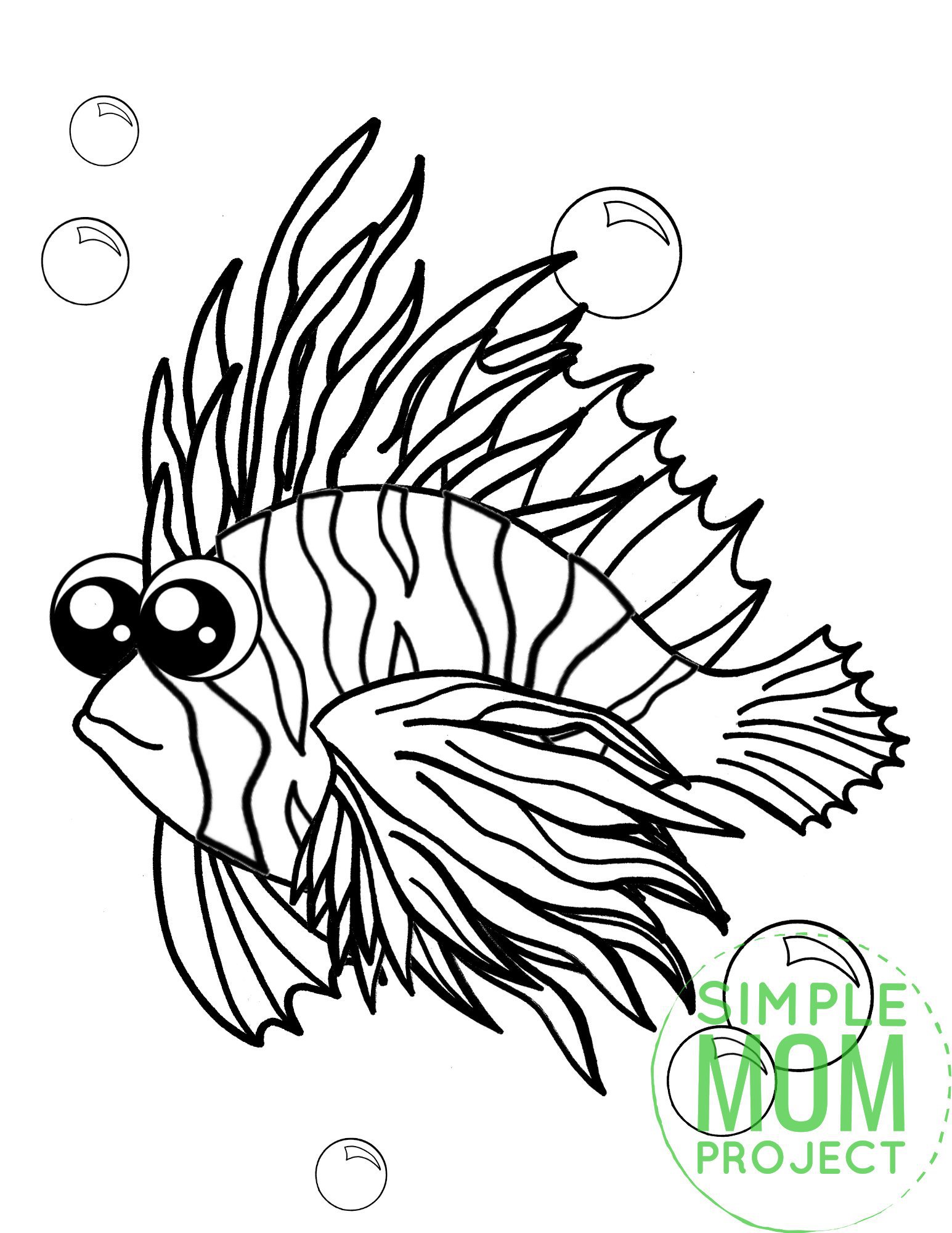 Free Printable Lionfish Ocean Animal Coloring Page for Kids