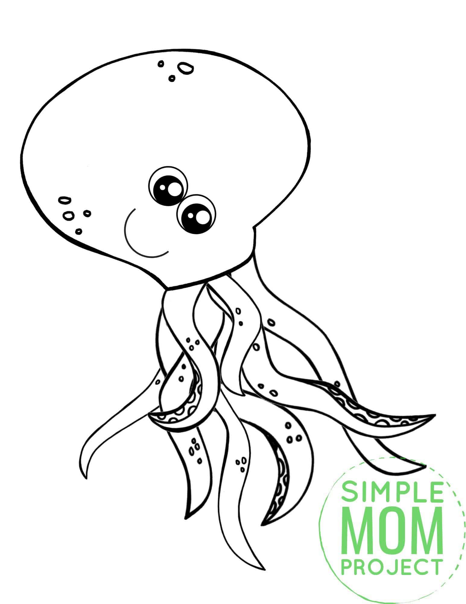 Free Printable Octopus Ocean Animal Coloring Page for Kids