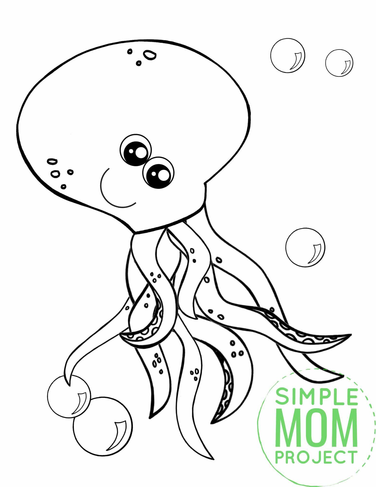 Free Printable Octopus Ocean Animal Coloring Page for Kids