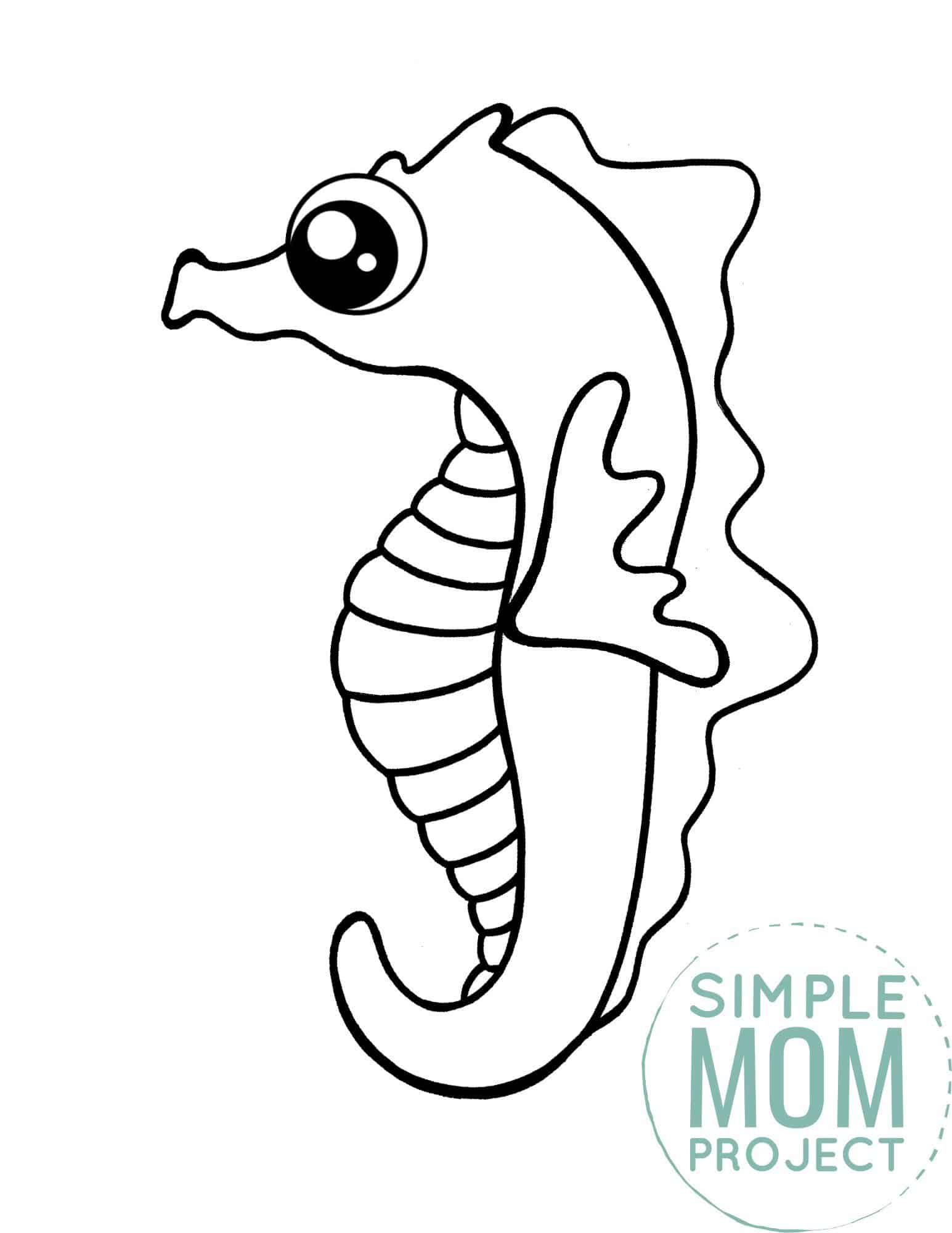 Free Printable Seahorse Ocean Animal Coloring Page for Kids