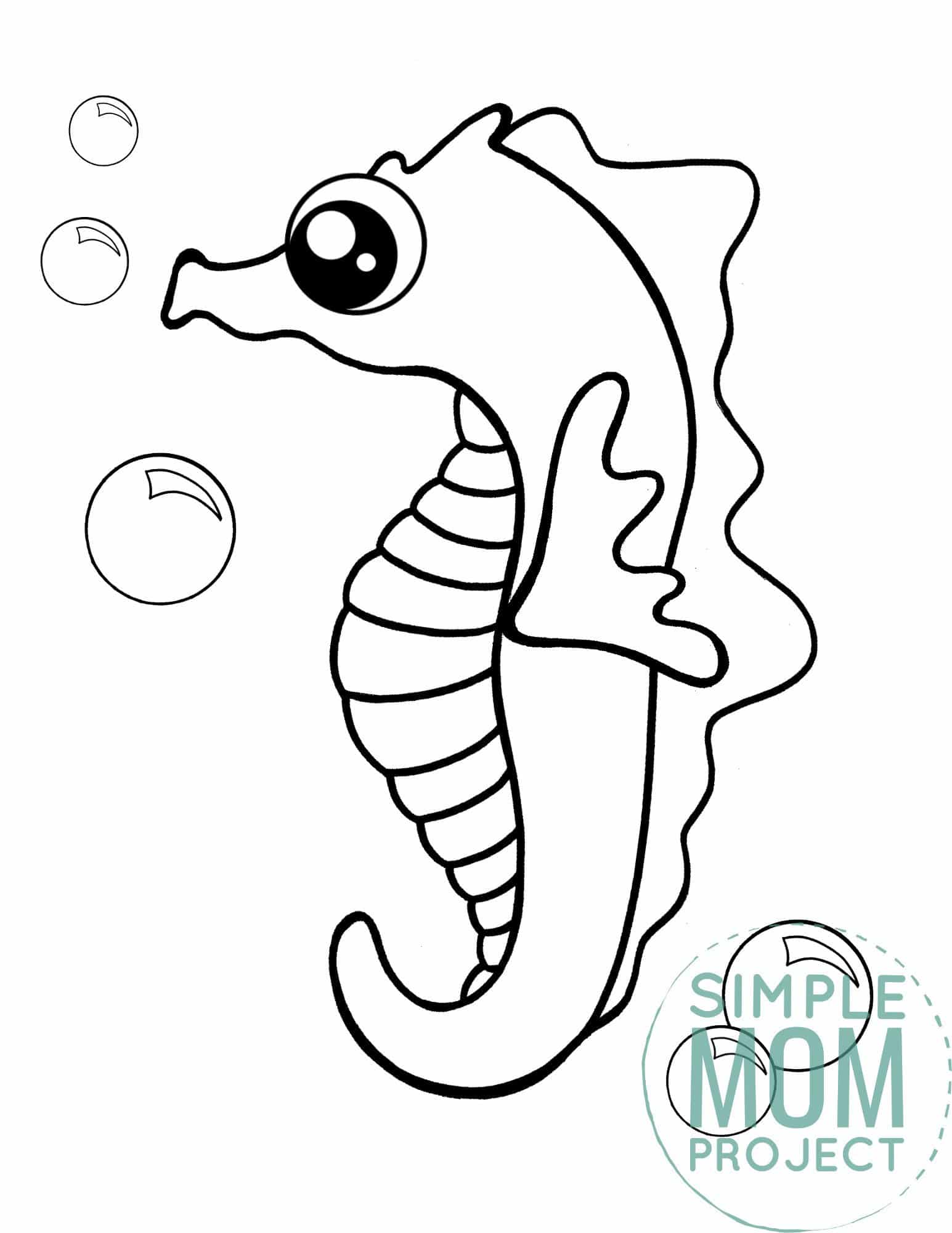 Free Printable Seahorse Ocean Animal Coloring Page for Kids