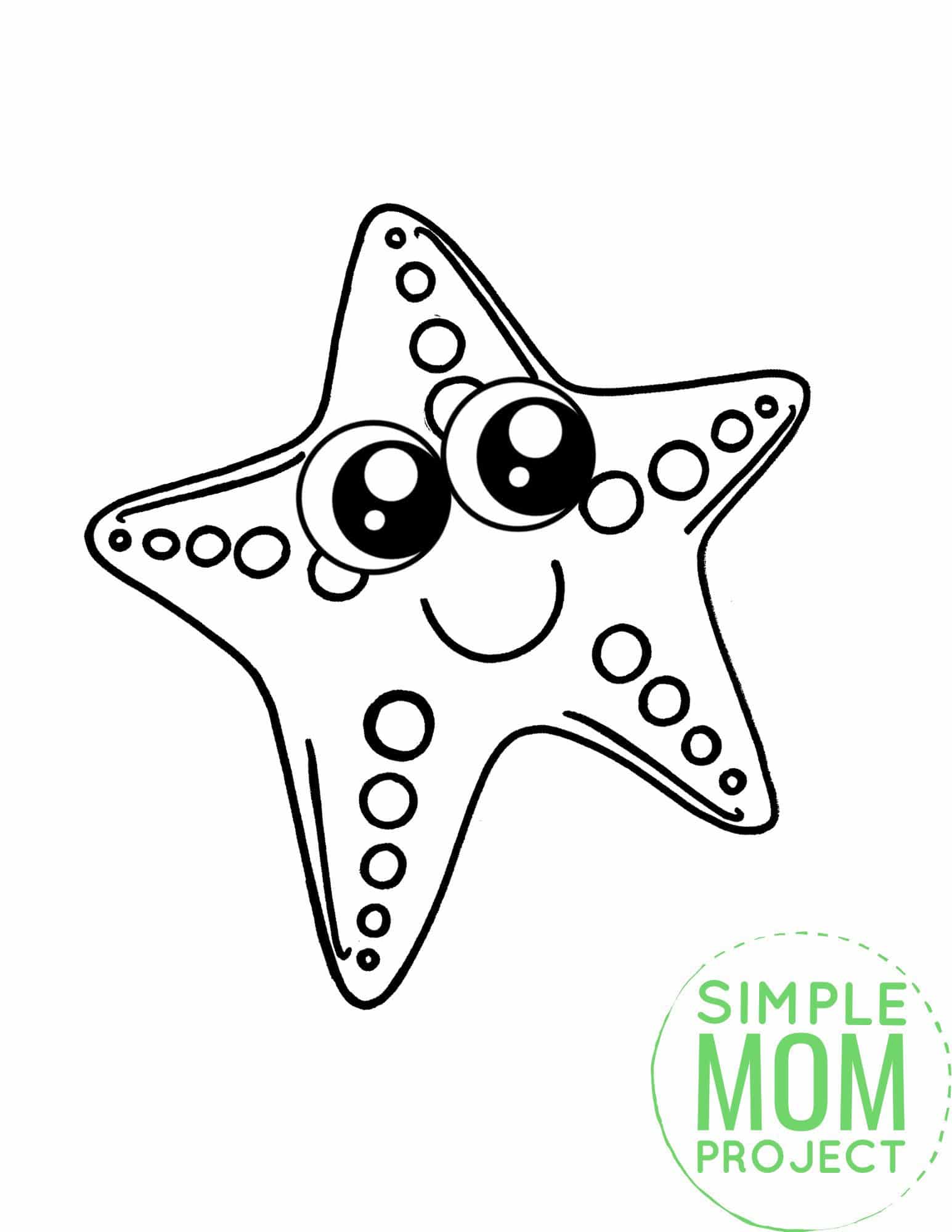 Free Printable Starfish Ocean Animal Coloring Page for Kids