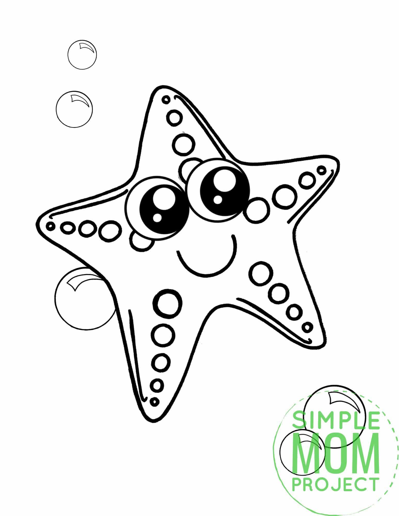 Free Printable Starfish Ocean Animal Coloring Page for Kids