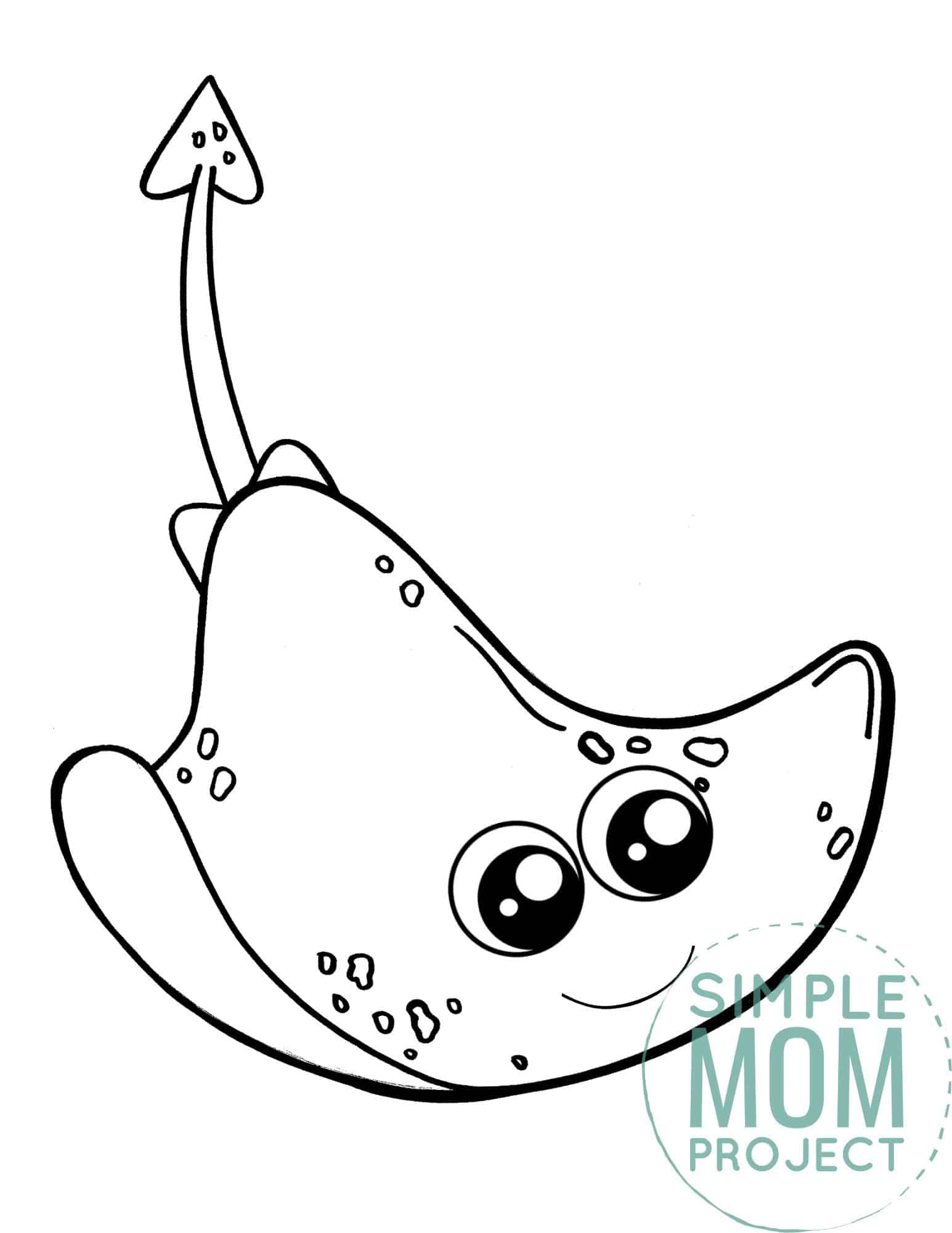 Free Printable Stingray Ocean Animal Coloring Page for Kids
