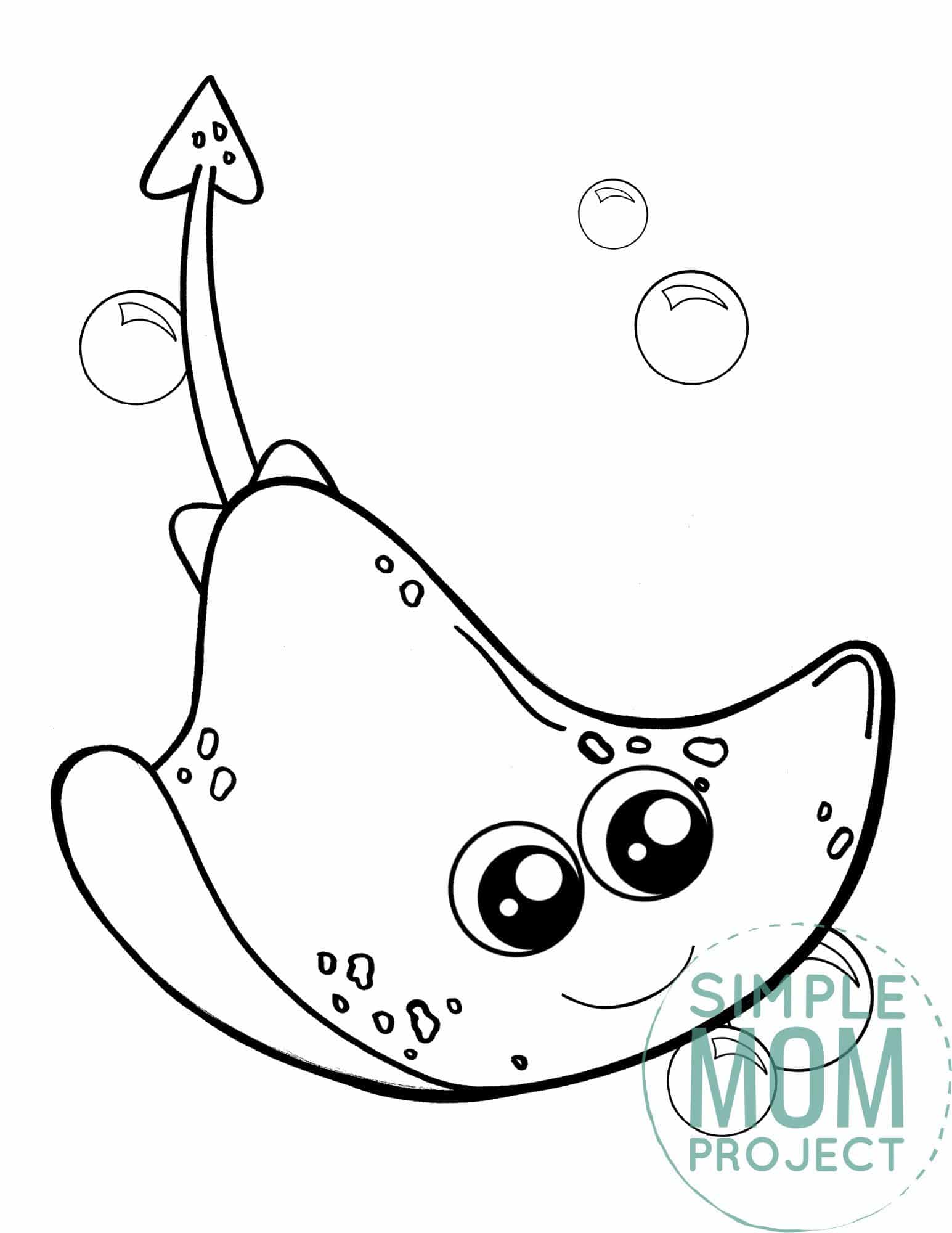 Free Printable Stingray Ocean Animal Coloring Page for Kids