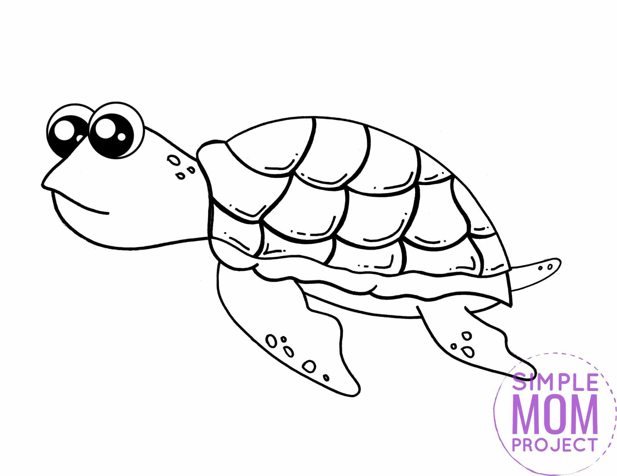 Free Printable Turtle Ocean Animal Coloring Page for Kids