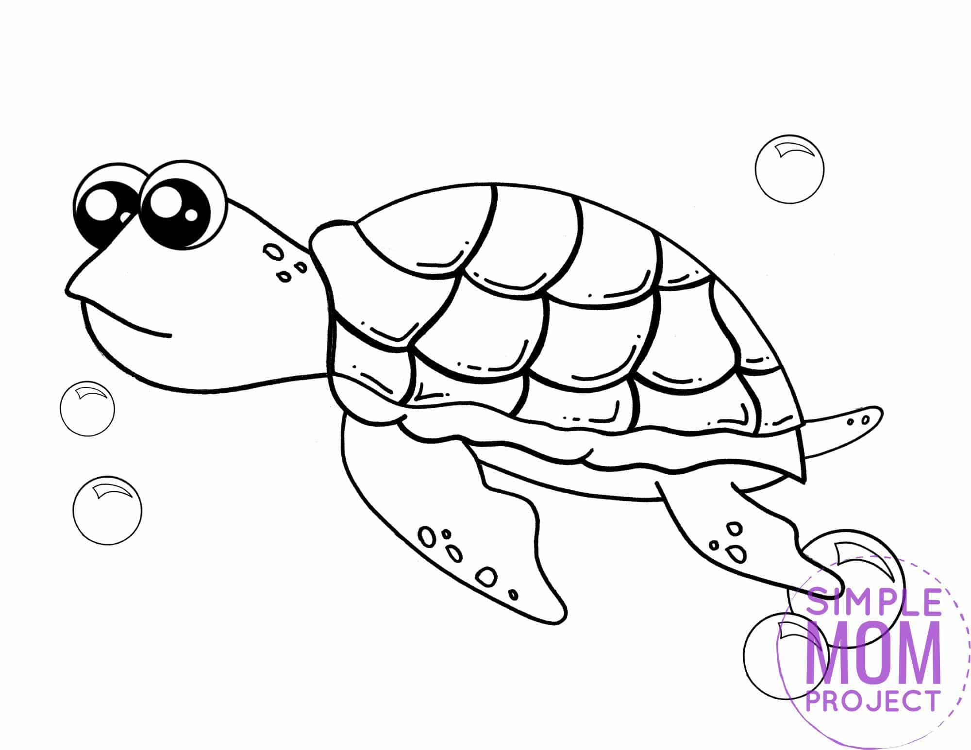 Free Printable Turtle Ocean Animal Coloring Page for Kids