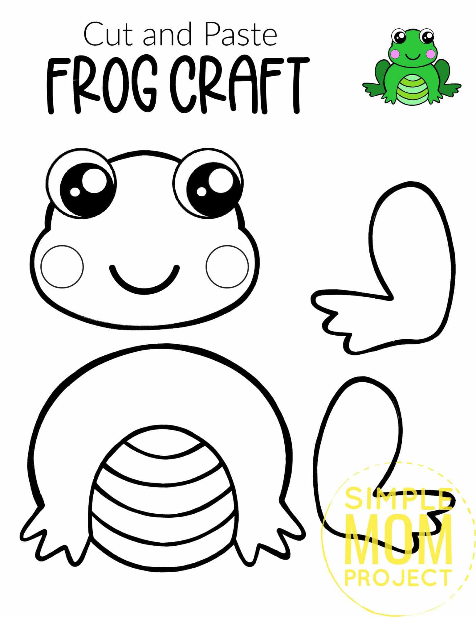 Free Printable Cut and Paste Frog Craft Template Craft for kids, preschoolers and toddlers