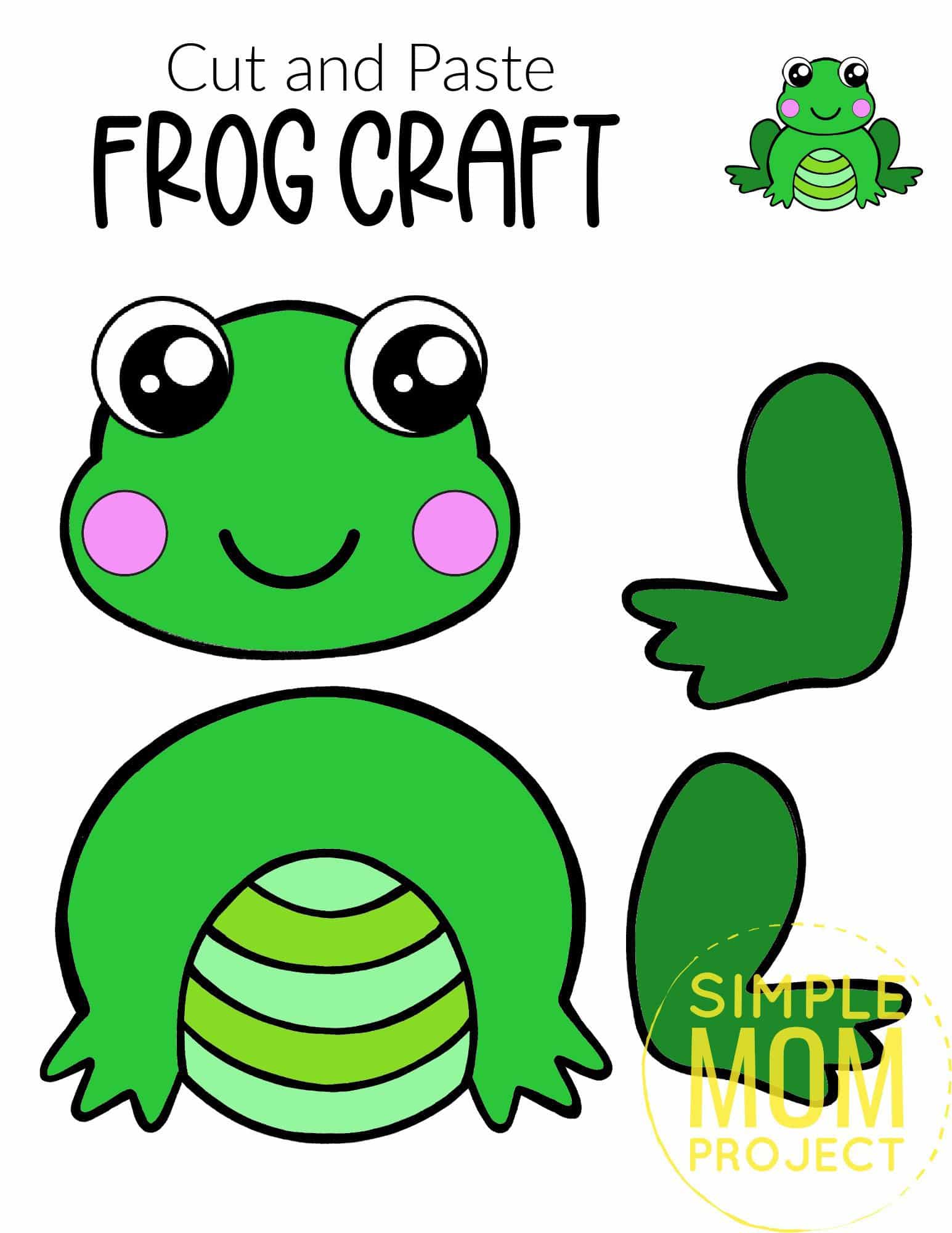 Free Printable Cut and Paste Frog Craft Template Craft for kids, preschoolers and toddlers