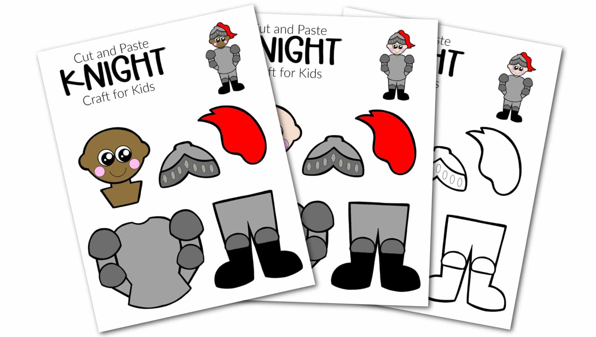 Free Printable Cut and Paste Knight Craft Template Craft for kids, preschoolers and toddlers