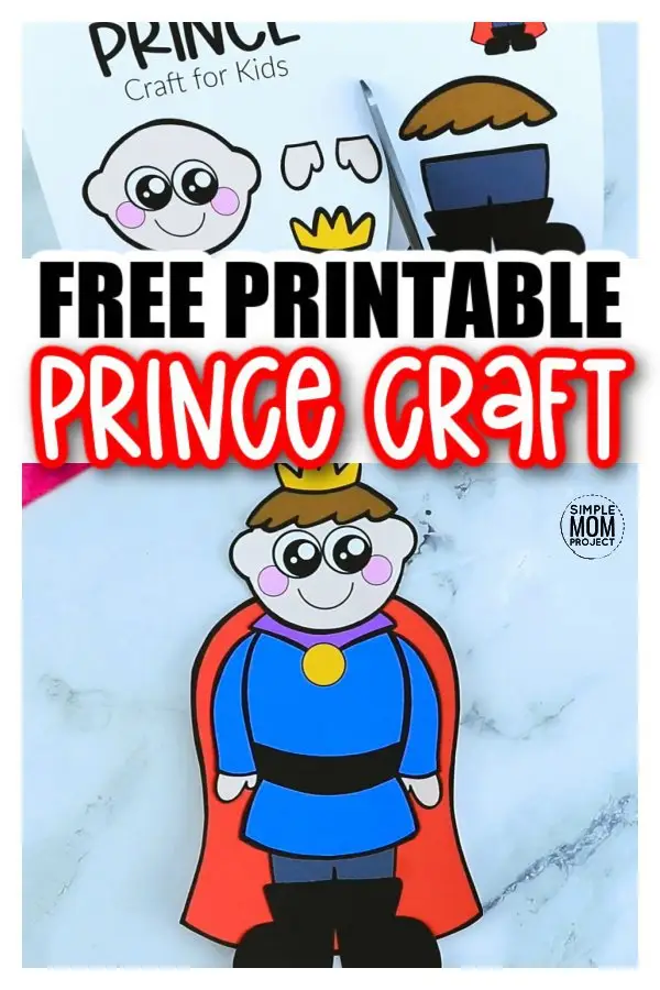 Free Printable Prince Craft template for kids, preschoolers and toddlers