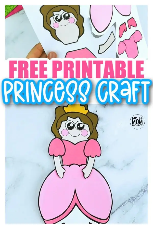 Are you looking for a cute and easy princess craft to go with your crown or castle? This free printable princess template is perfect for any Disney Princess tea party. The paper doll can be glued together as a fun craft, turned into a paper bag princess puppet or glue the template to a paper plate for a fun princess decoration. The activity ideas are endless! Click to download your free printable princess template now! #princesscraft #princesstemplate #SimpleMomProject
