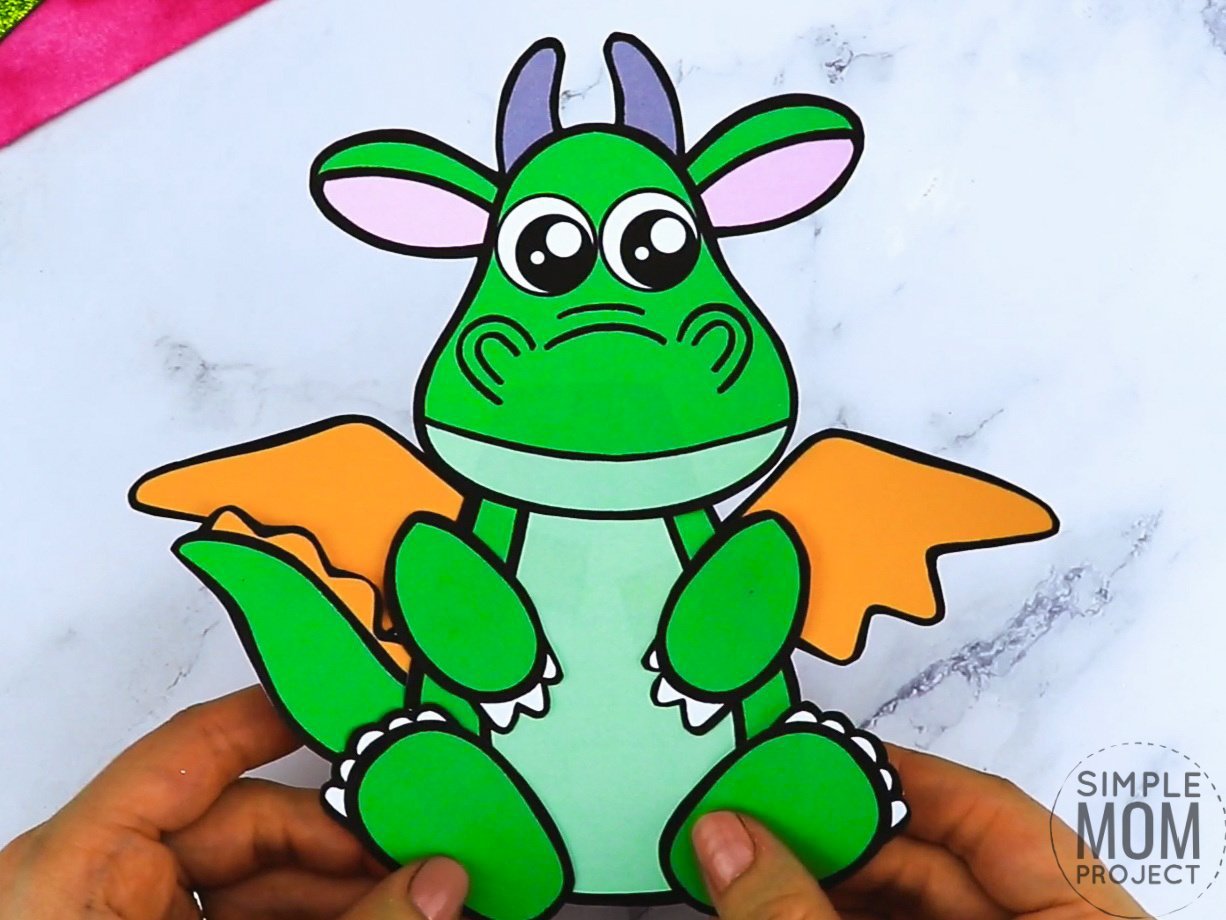 Free printable dragon coloring page template for kids, preschoolers and kindergartners