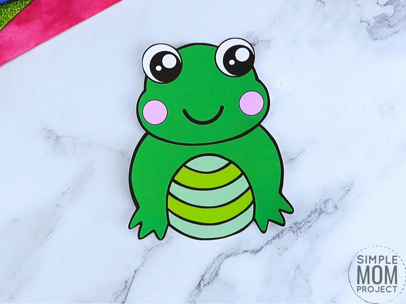 Free printable frog coloring page template for kids, preschoolers and kindergartners