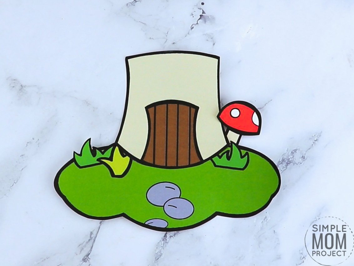 Free printable mushroom coloring page template for kids, preschoolers and kindergartners