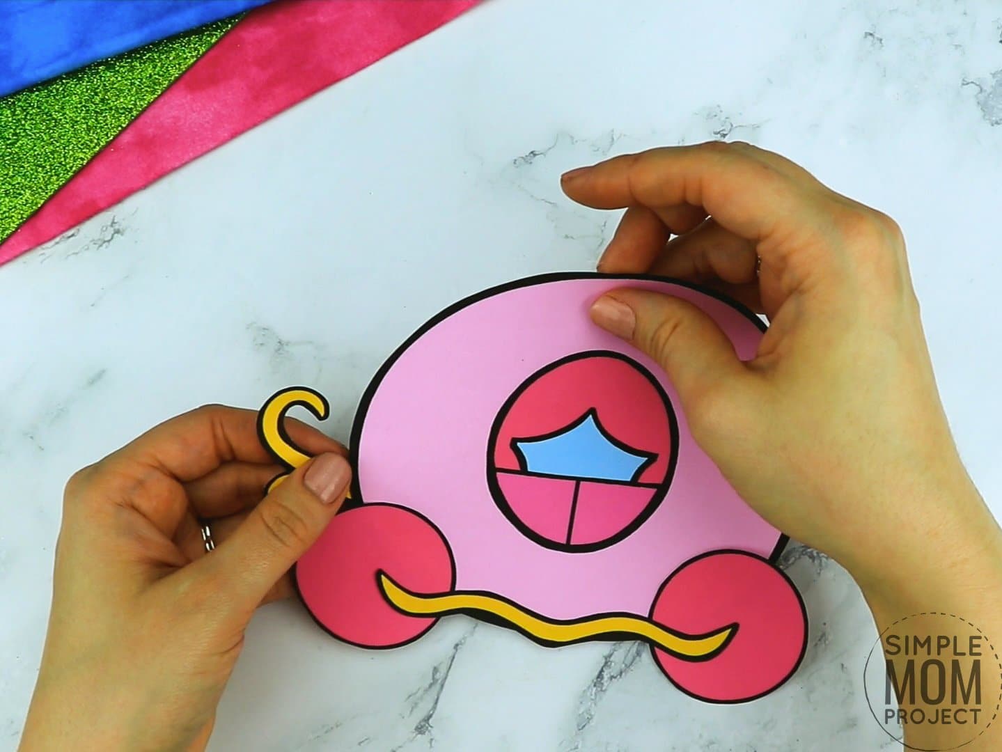 Free printable princess carriage coloring page template for kids, preschoolers and kindergartners