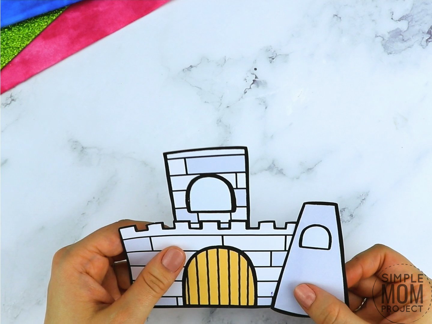Free printable princess castle coloring page template for kids, preschoolers and kindergartners
