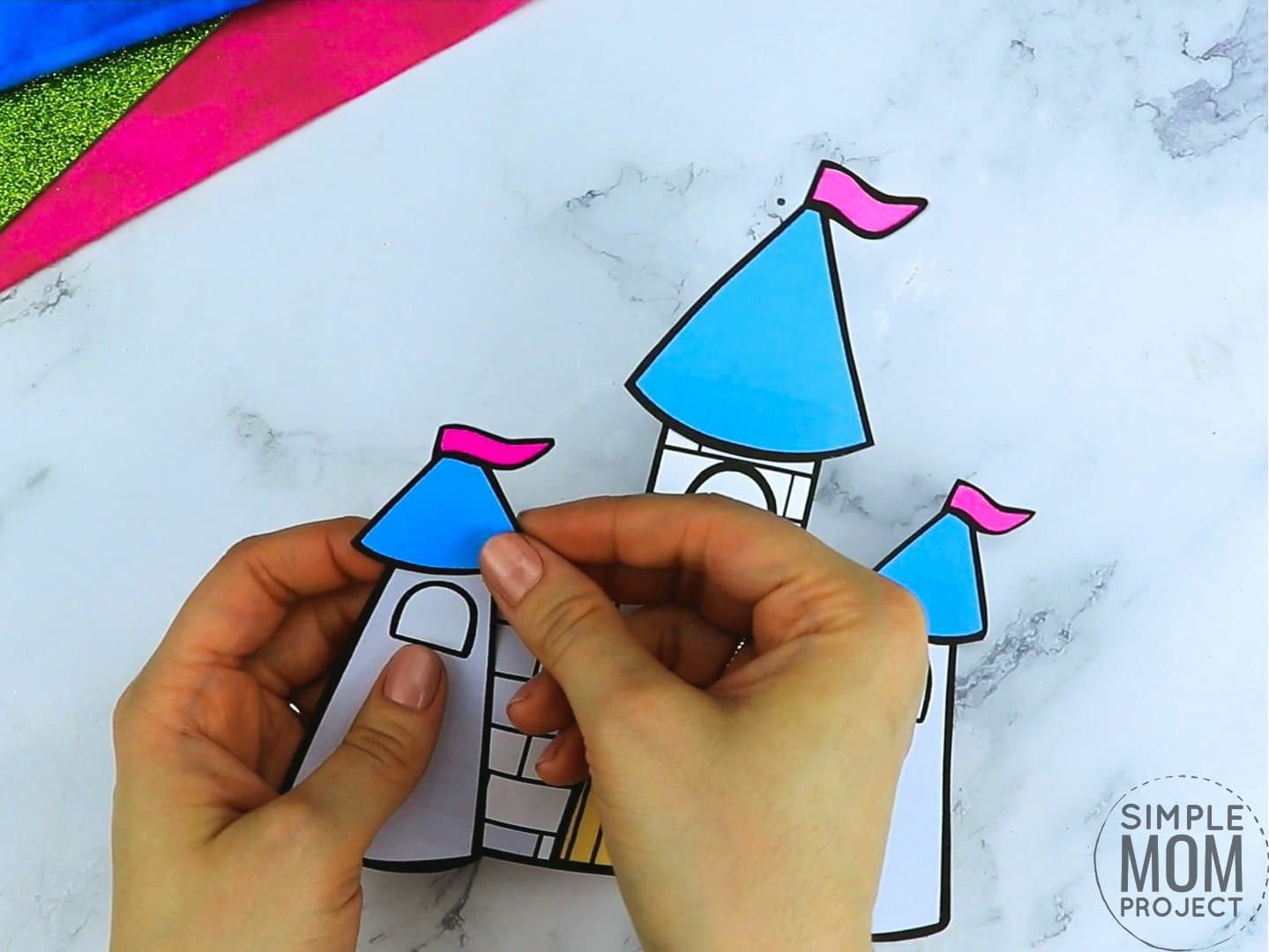 Free printable princess castle coloring page template for kids, preschoolers and kindergartners
