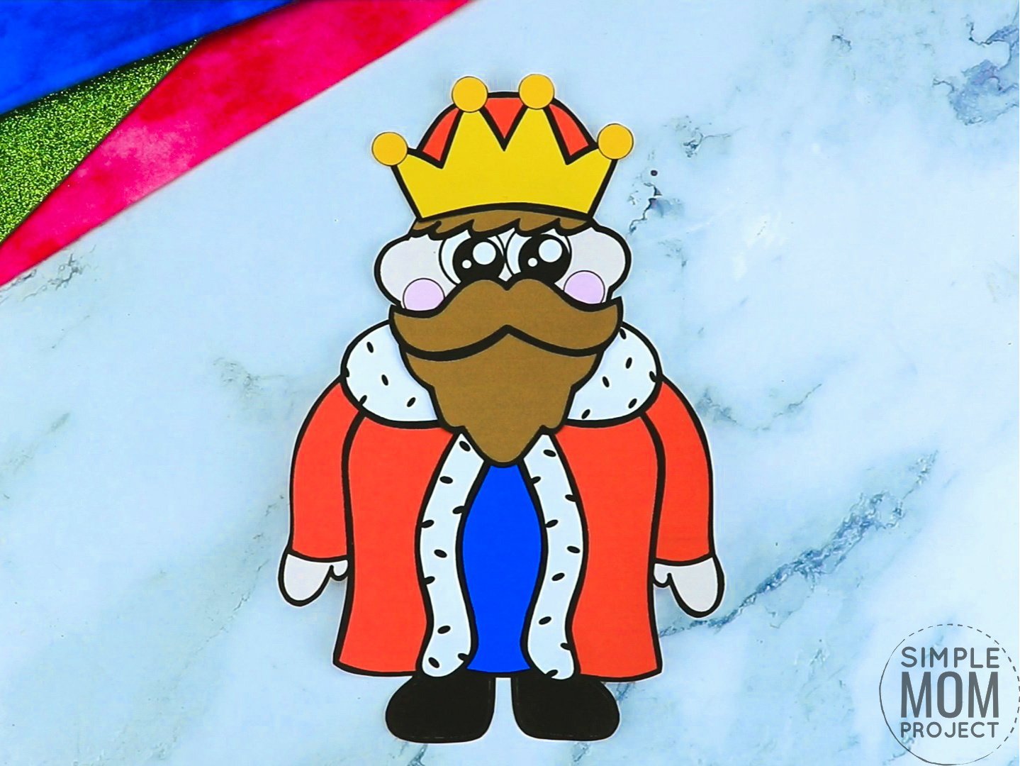 Free printable royal king coloring page template for kids, preschoolers and kindergartners