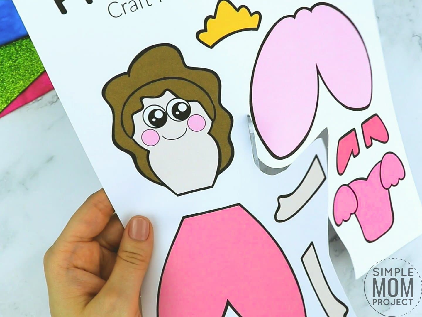Free printable royal princess page template for kids, preschoolers and kindergartners