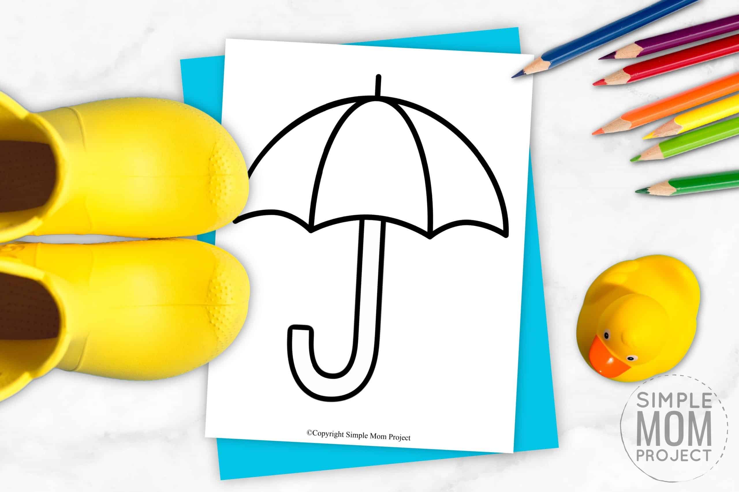 Free Printable Spring and Summer Umbrella template silhouette for kids preschoolers and toddlers