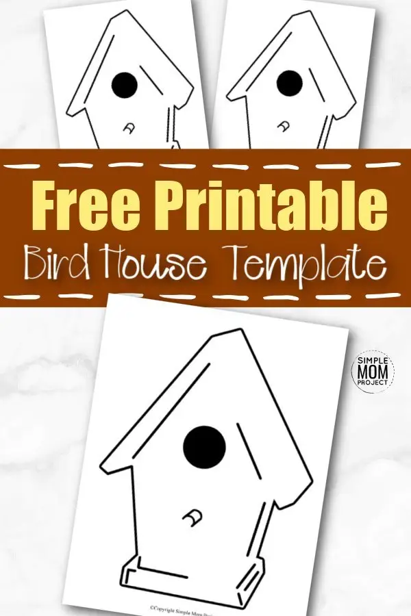 This simple and printable paper birdhouse template is perfect for cardboard cut out or wooden art projects! Teach your kids all about different birds by drawing your favorite right next to the bird house. Blue birds are a favorite in our house! You can even color this bird house template and glue it on a small gift box to make a cute little present for someone! #birdhousetemplates #springtemplates #SimpleMomProject