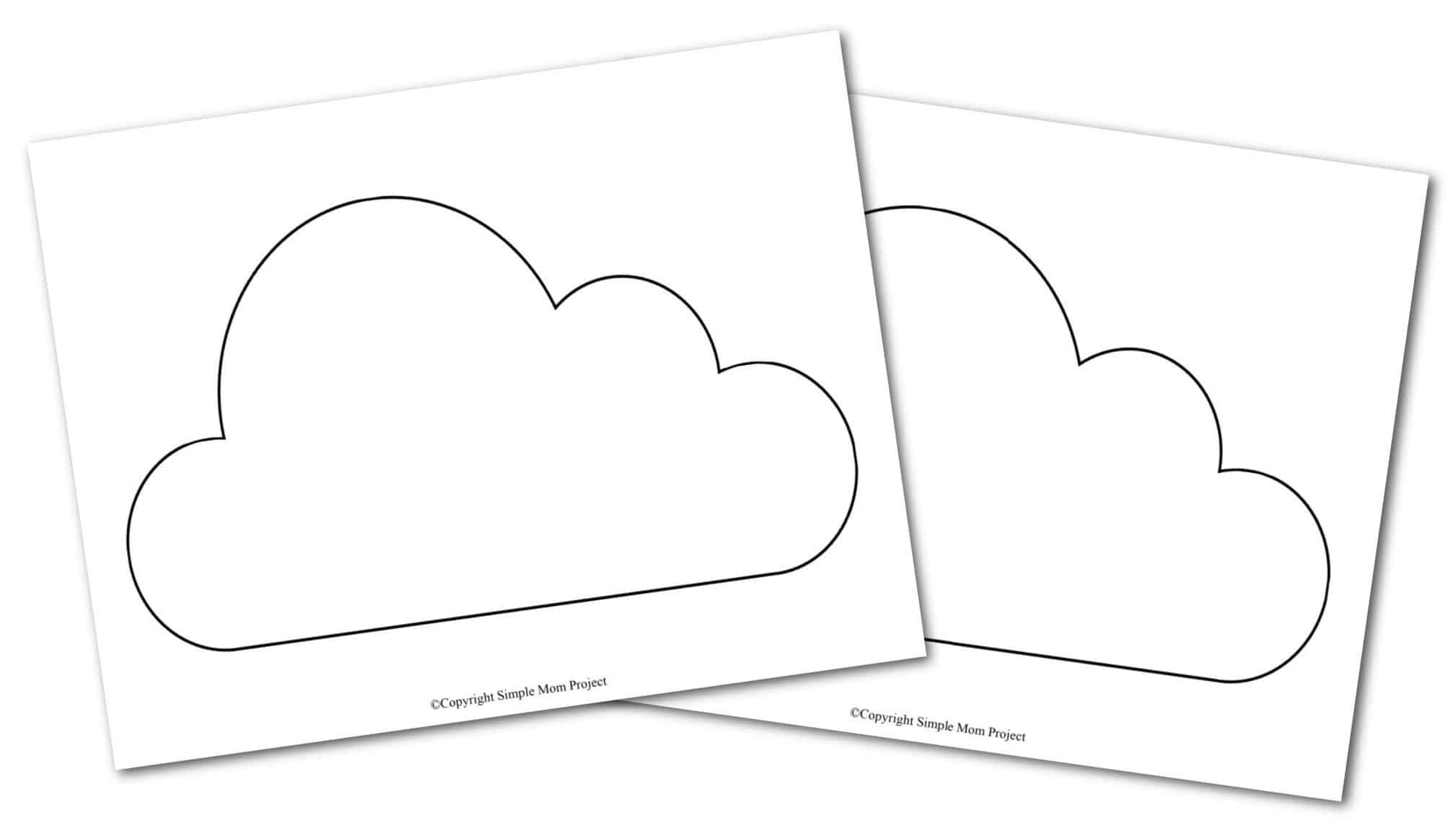 Free Printable Spring and Summer cloud template silhouette for kids preschoolers and toddlers