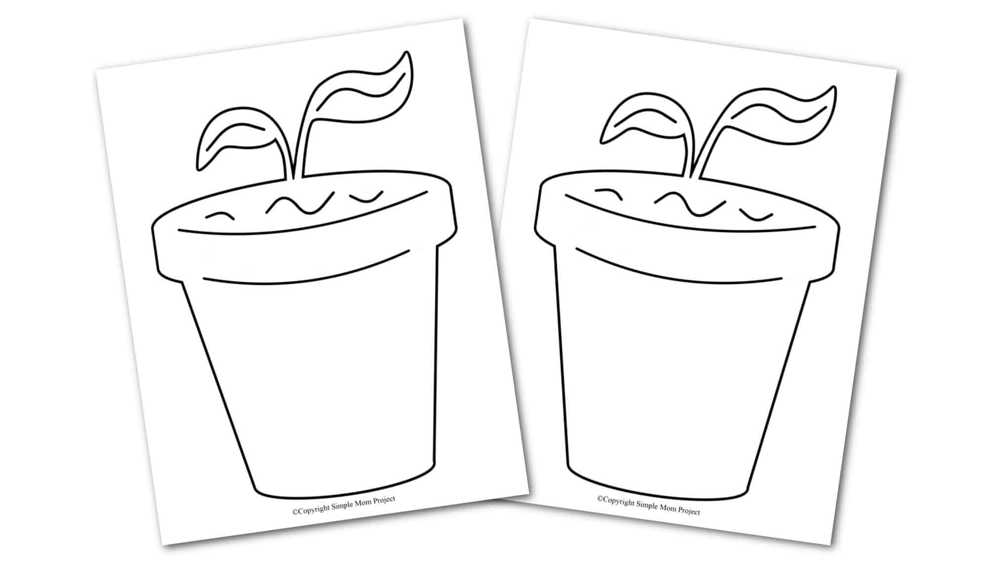 Free Printable Spring and Summer Flower Pot template silhouette for kids preschoolers and toddlers