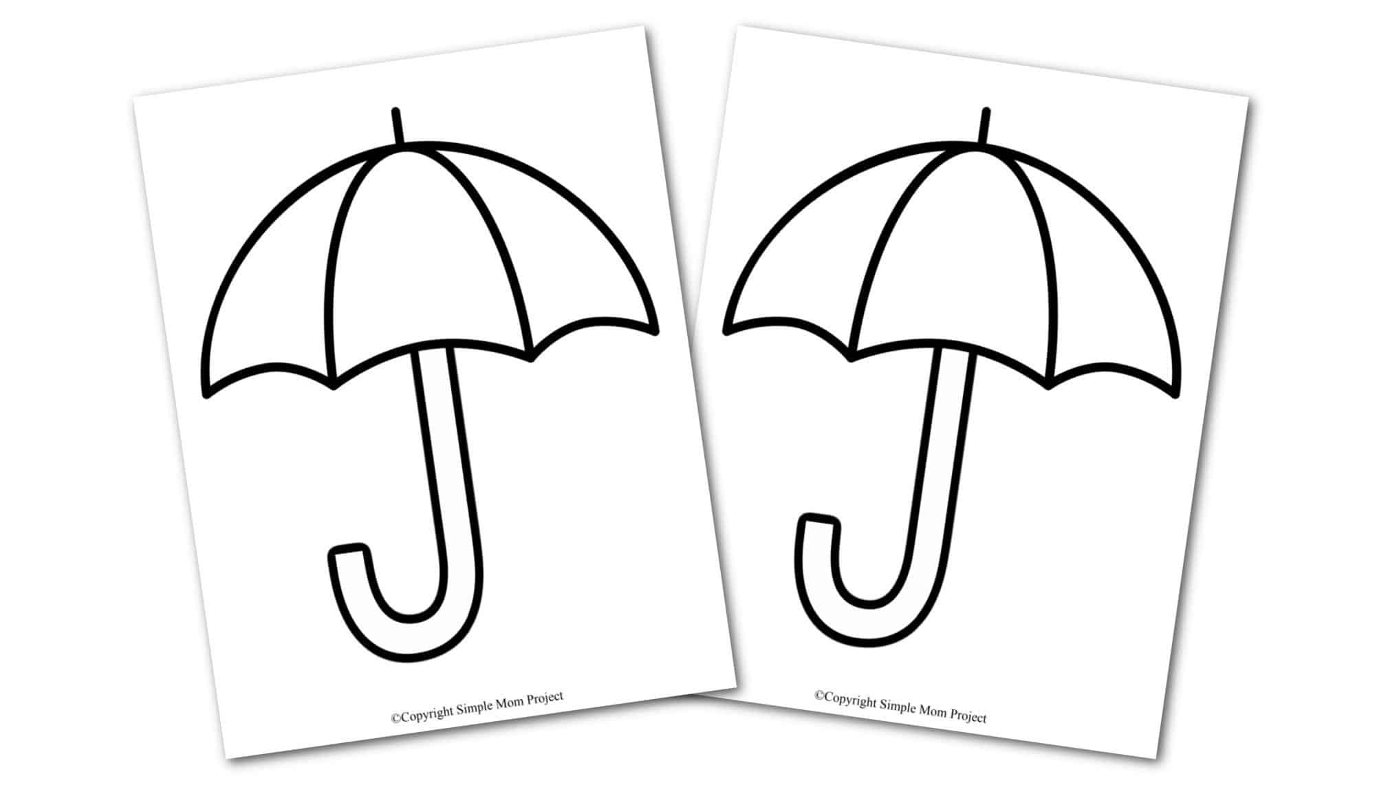 Free Printable Spring and Summer Umbrella template silhouette for kids preschoolers and toddlers