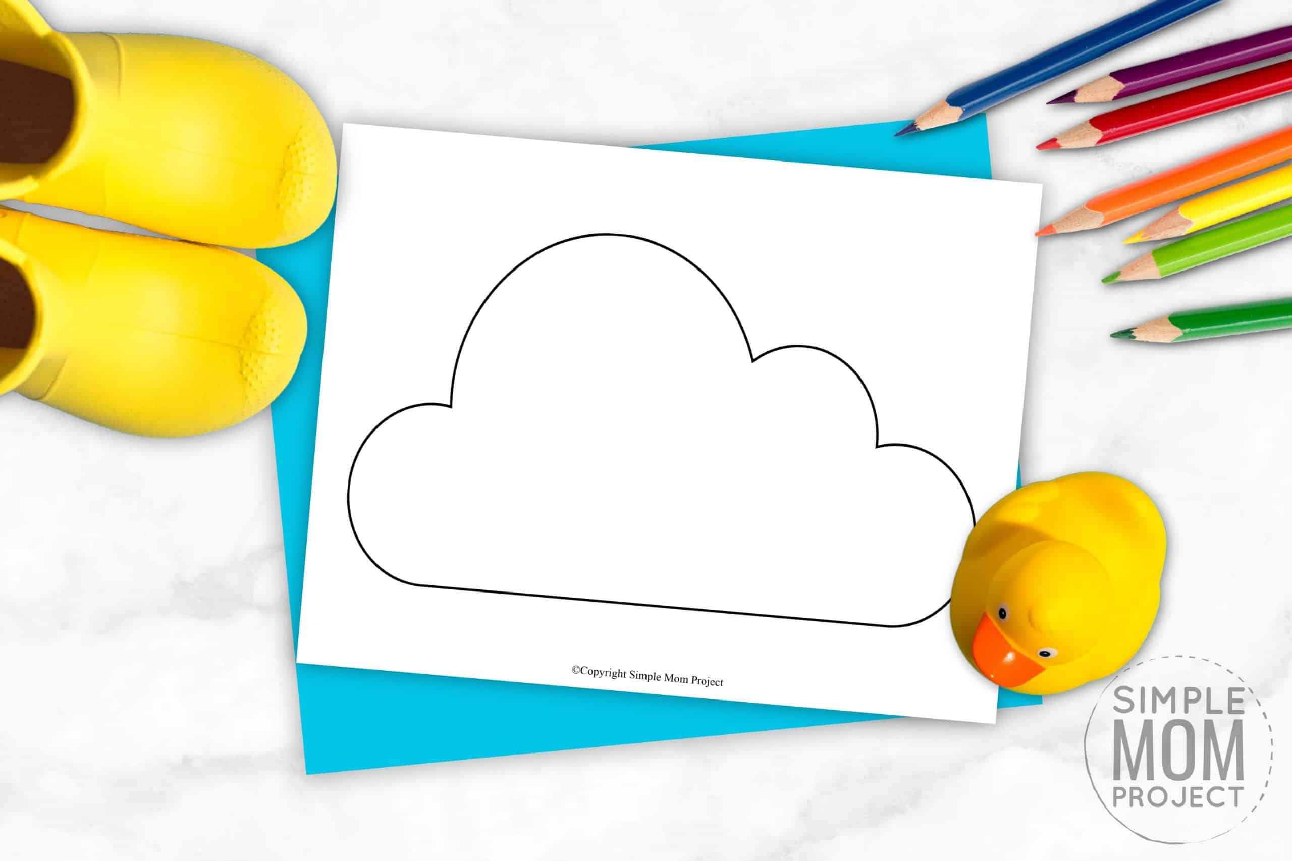 Free Printable Spring and Summer cloud template silhouette for kids preschoolers and toddlers